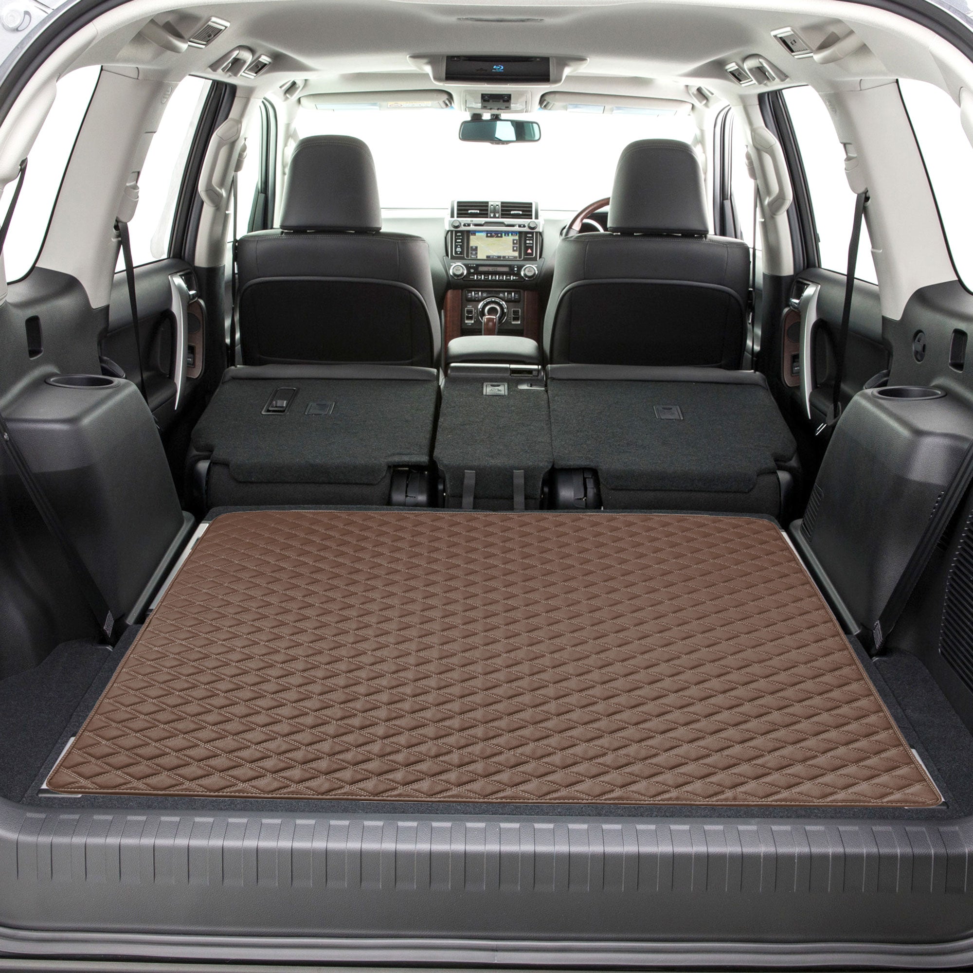 Deluxe Heavy-Duty Diamond Pattern Multi-Purpose Non-Slip Faux Leather Cargo Liner Brown, 46