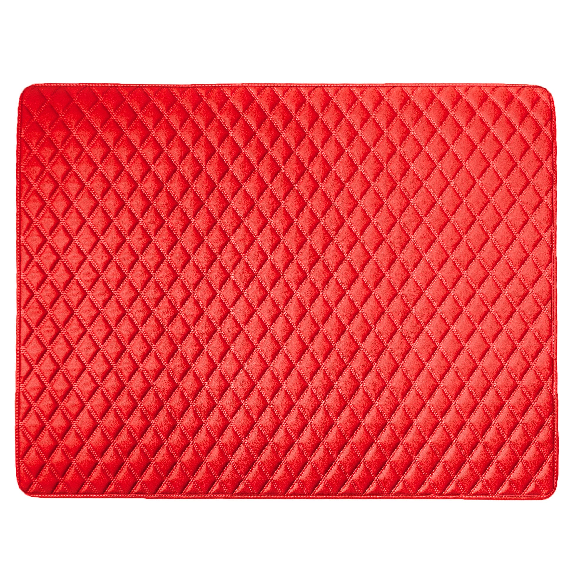 Deluxe Heavy-Duty Diamond Pattern Multi-Purpose Non-Slip Faux Leather Cargo Liner Red, 32