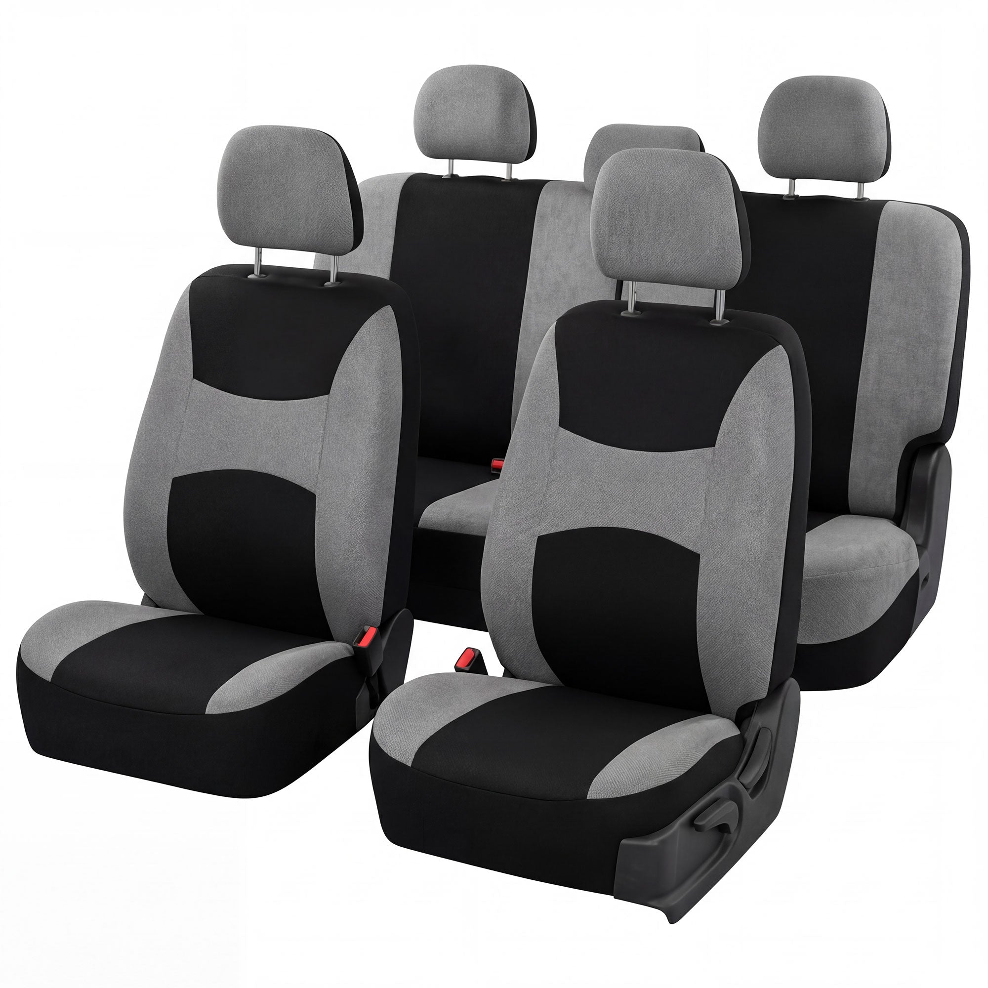 Light & Breezy Flat Cloth Seat Covers - Full Set Gray / Black