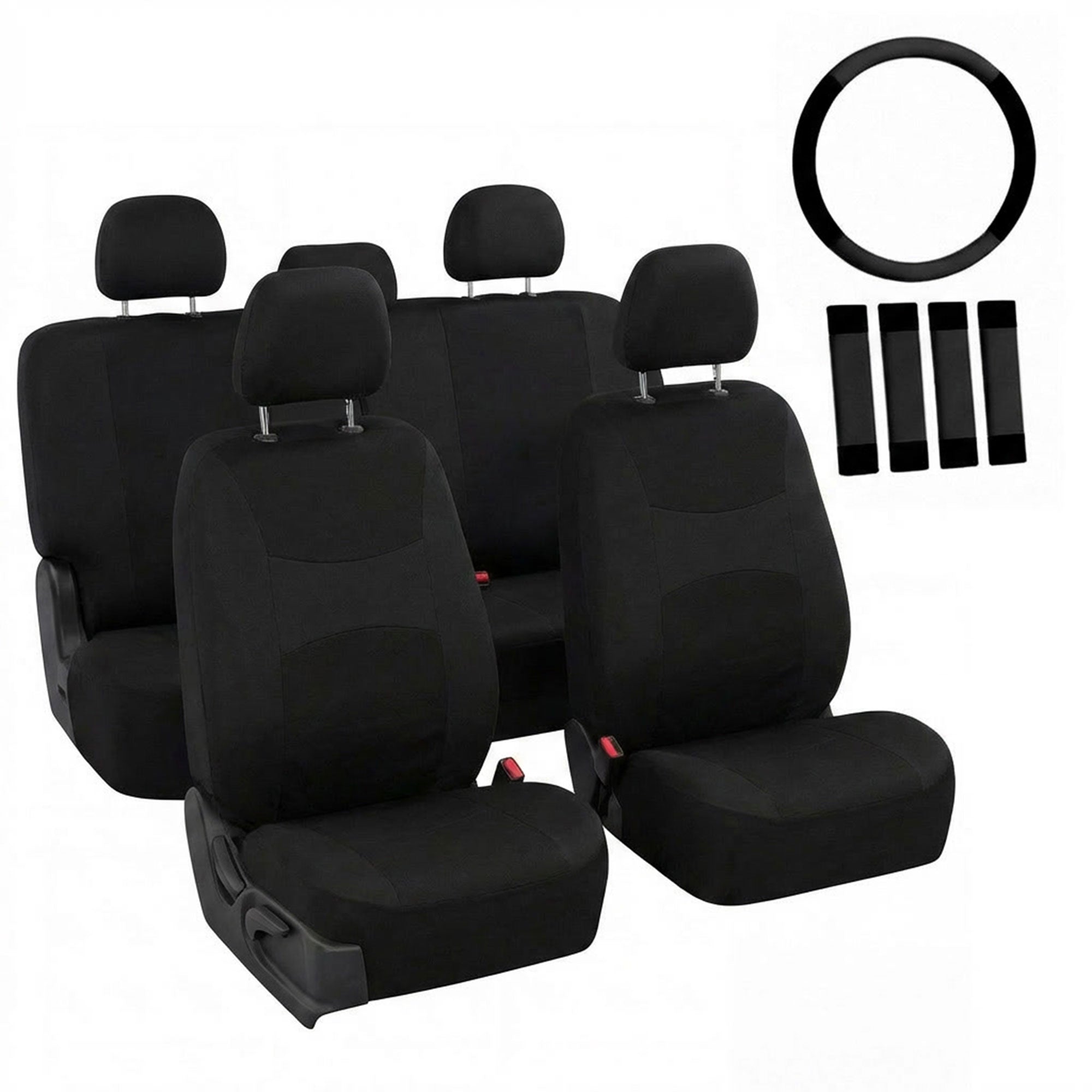 Light & Breezy Flat Cloth Seat Covers - Combo Set Black