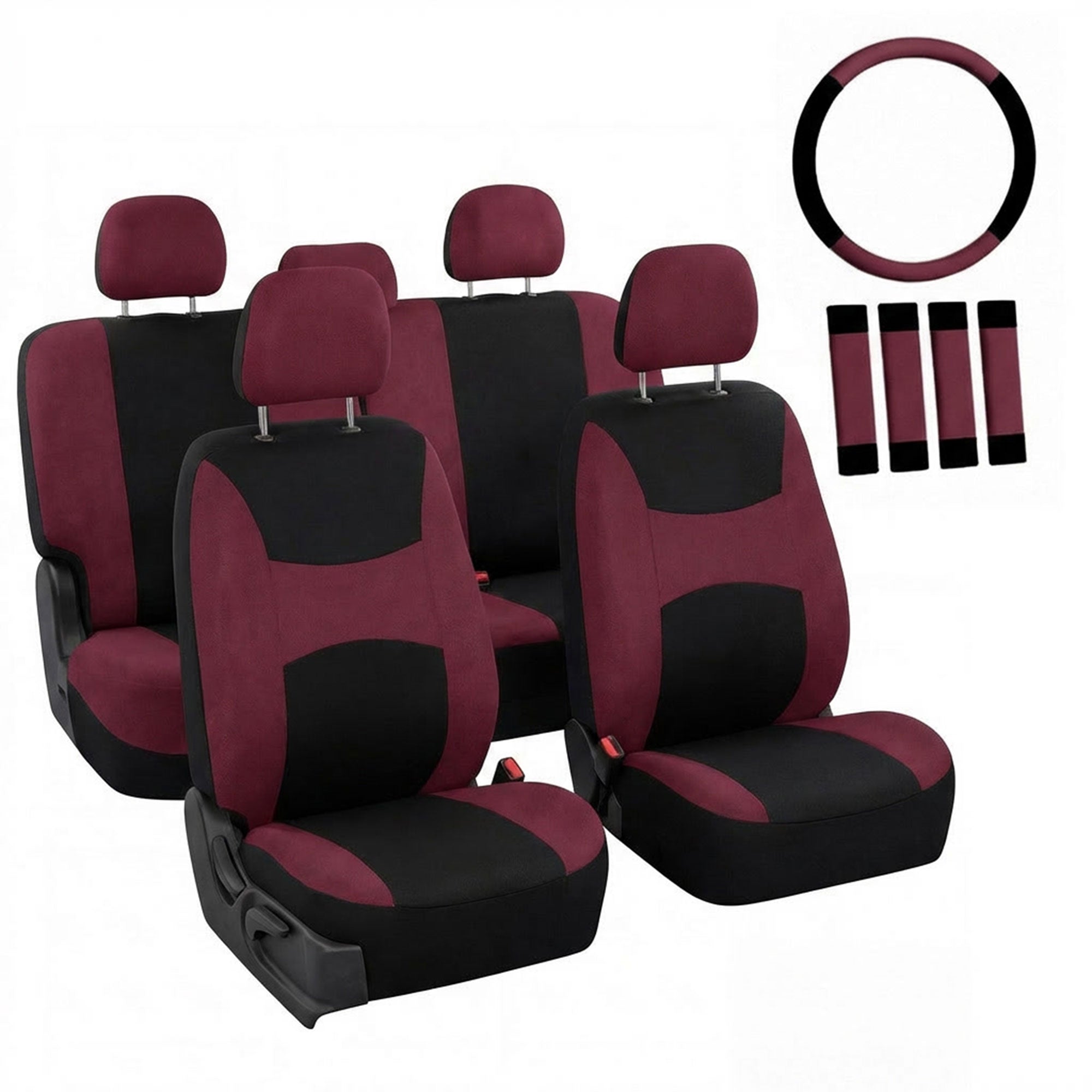Light & Breezy Flat Cloth Seat Covers - Combo Set Burgundy