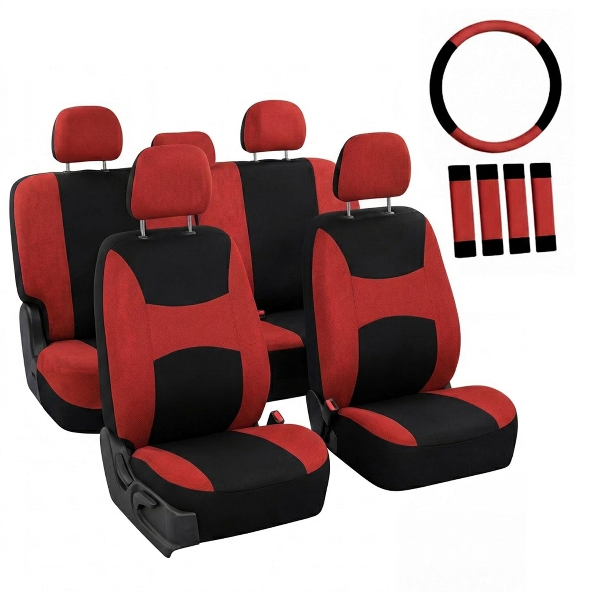 Light & Breezy Flat Cloth Seat Covers - Combo Set Red