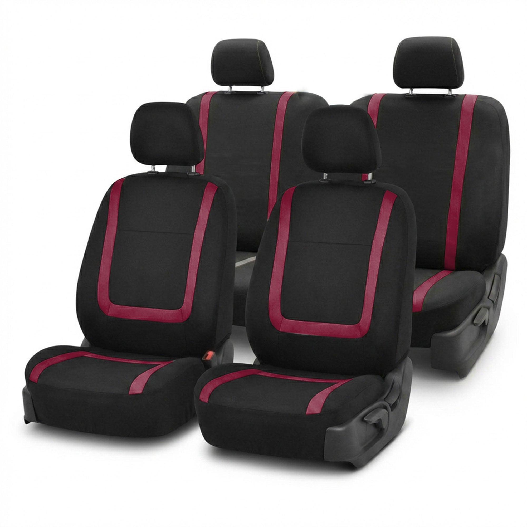 Unique Flat Cloth Seat Covers - Full Set Burgundy