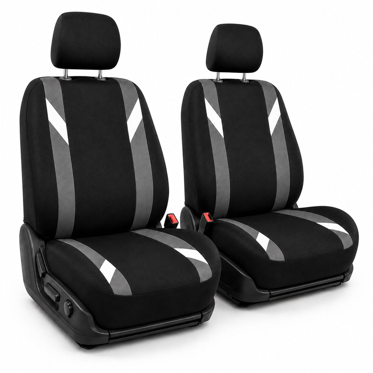Premium Modernistic Flat Cloth Seat Covers - Front Set Gray