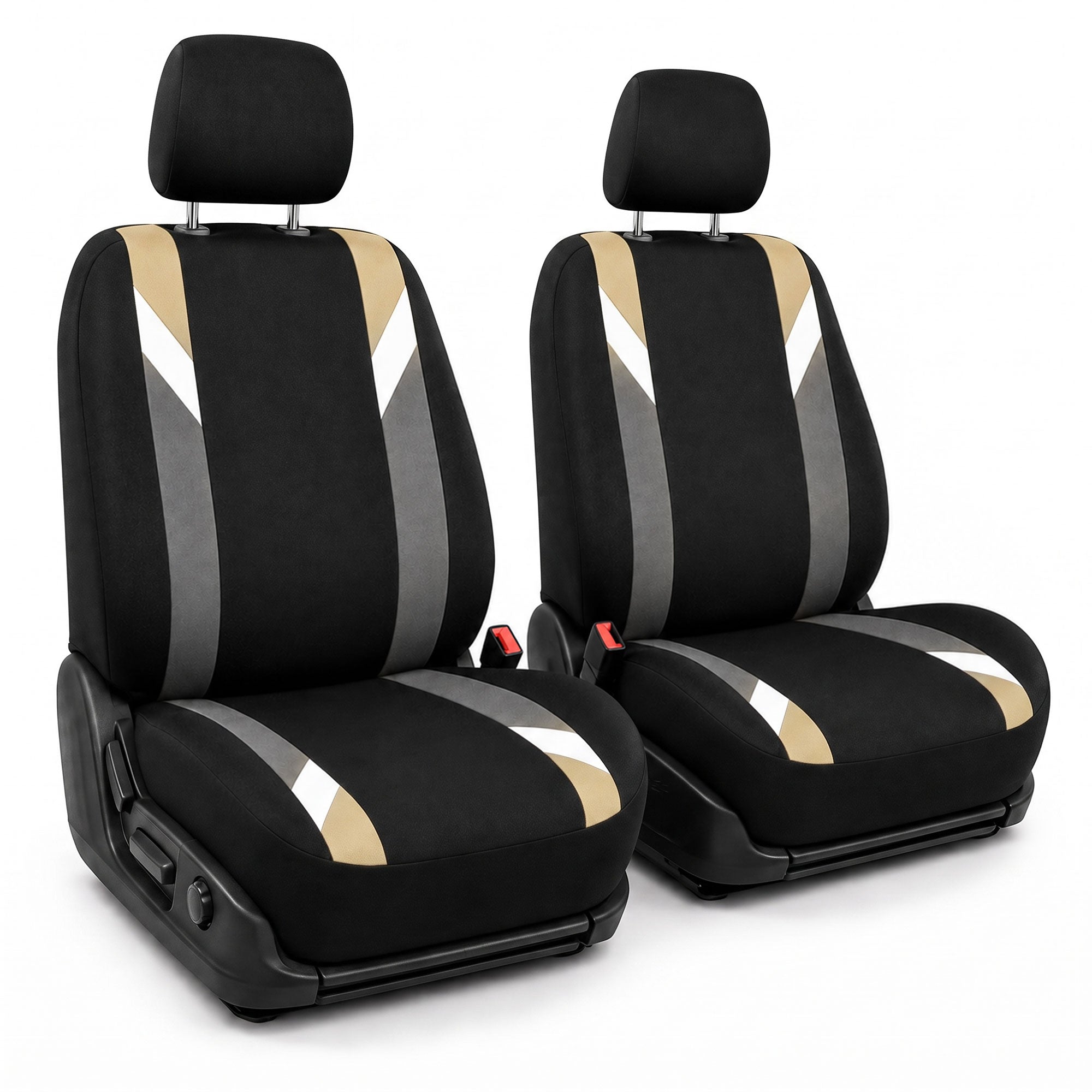 Premium Modernistic Flat Cloth Seat Covers - Front Set Beige