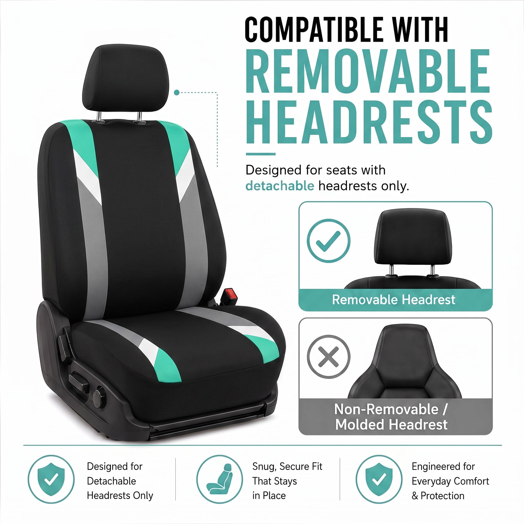Premium Modernistic Flat Cloth Seat Covers - Front Set Mint