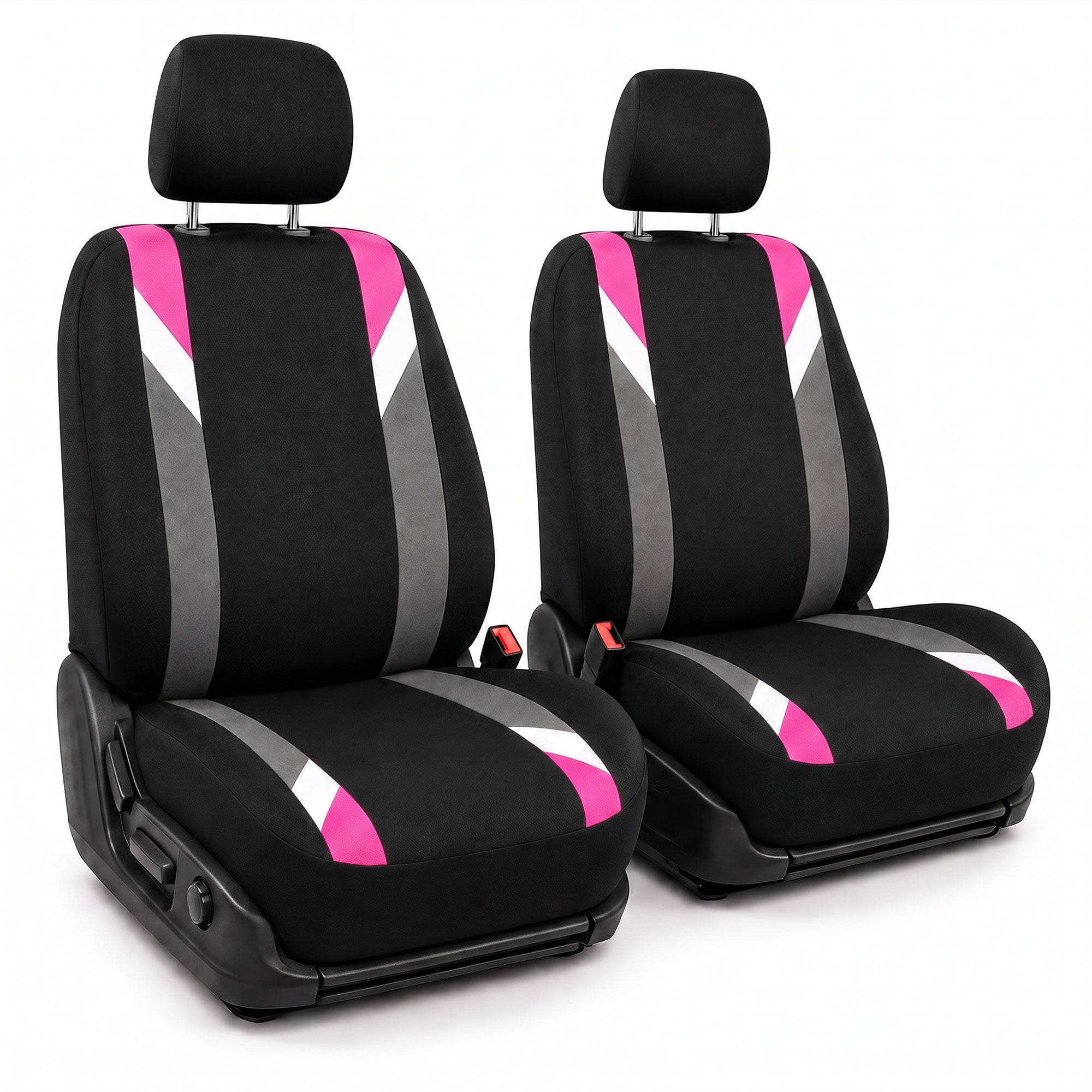 Premium Modernistic Flat Cloth Seat Covers - Front Set Pink