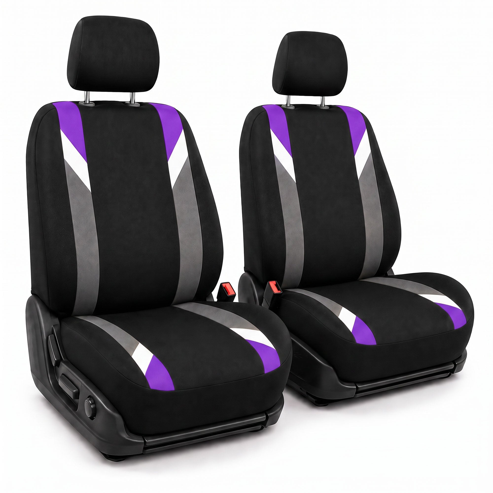 Premium Modernistic Flat Cloth Seat Covers - Front Set Purple