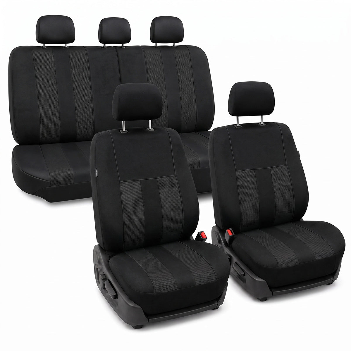 Striking Striped Seat Covers - Full Set Black
