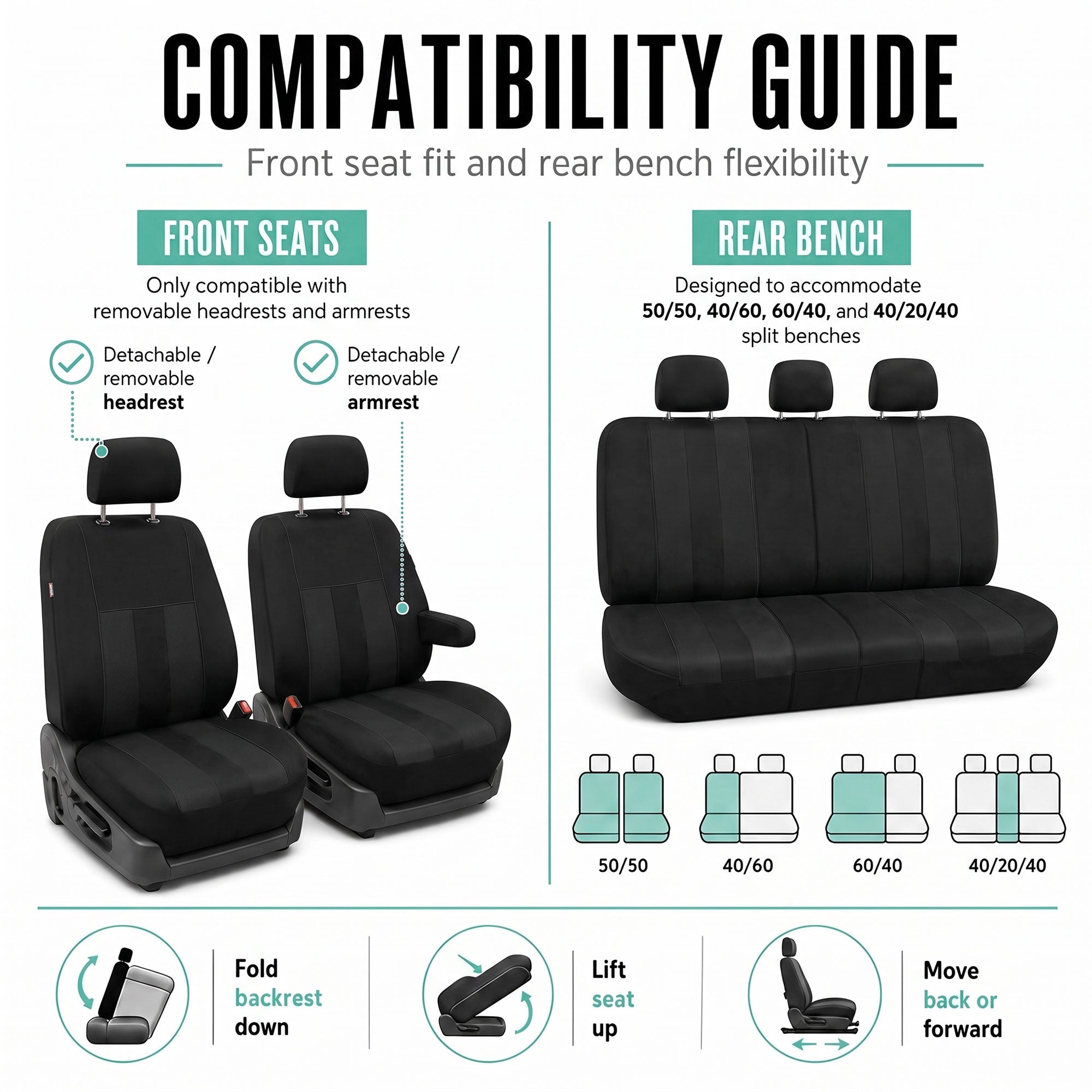 Striking Striped Seat Covers - Full Set Black