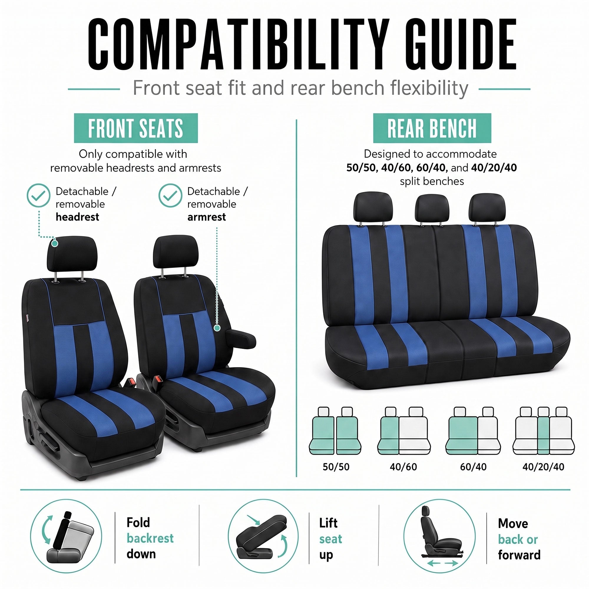 Striking Striped Seat Covers - Full Set Blue