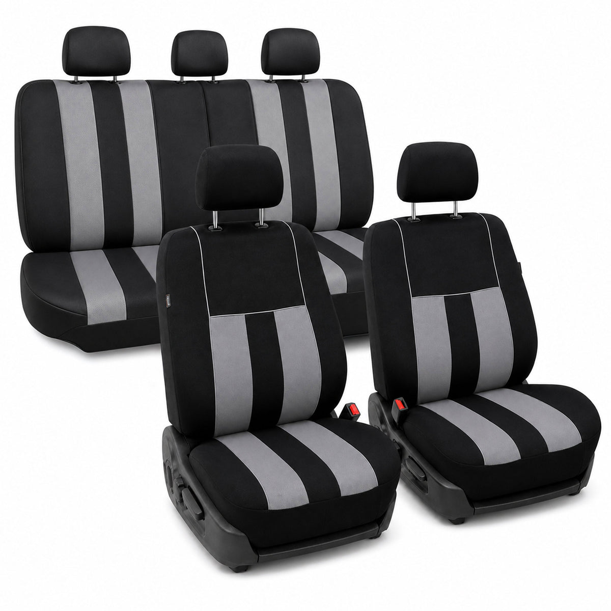Striking Striped Seat Covers - Full Set Gray
