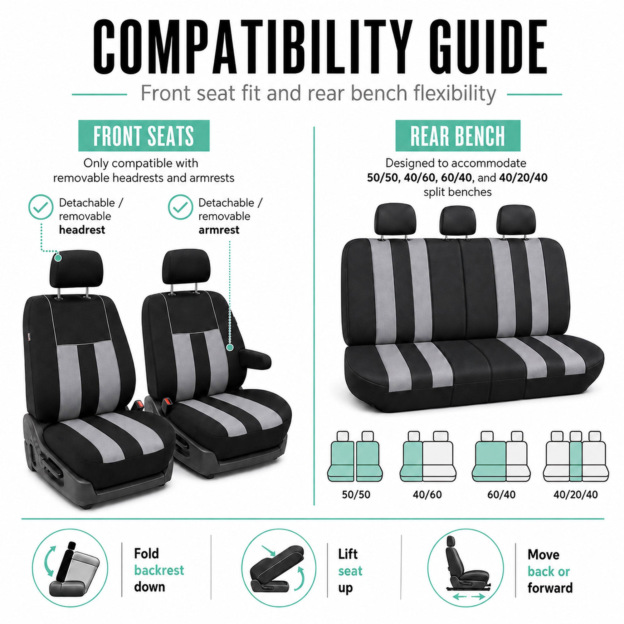 Striking Striped Seat Covers - Full Set Gray