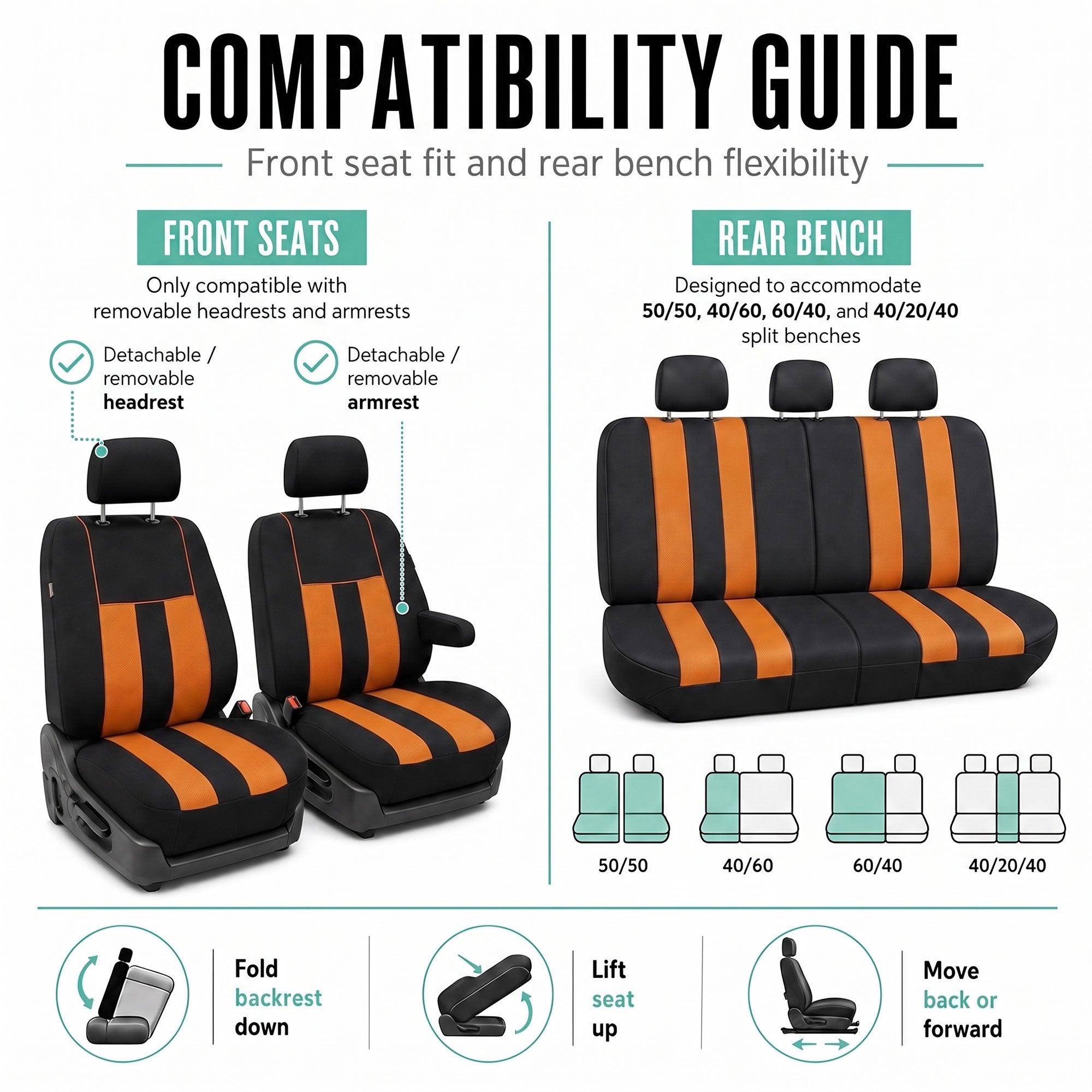 Striking Striped Seat Covers - Full Set Orange