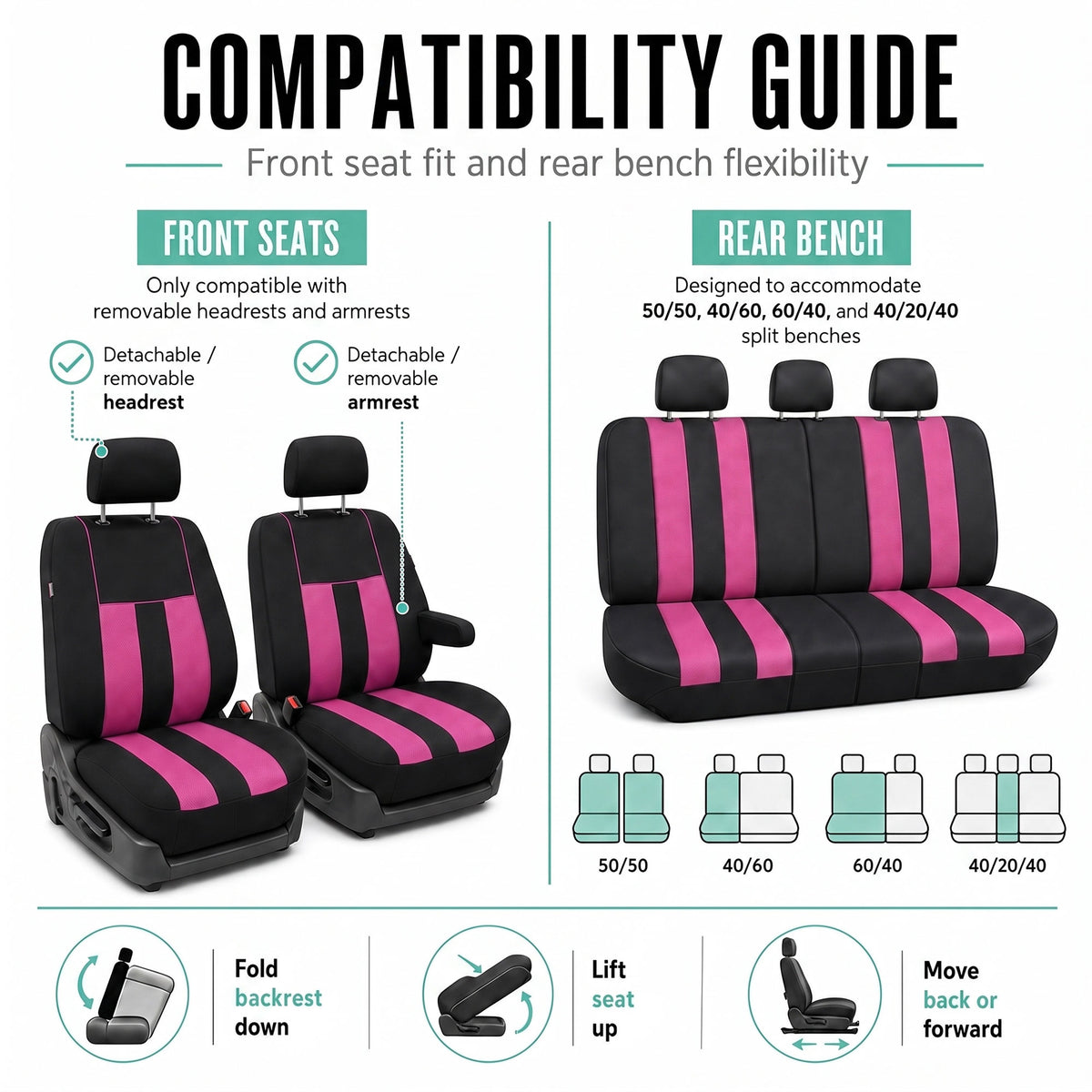 Striking Striped Seat Covers - Full Set Pink