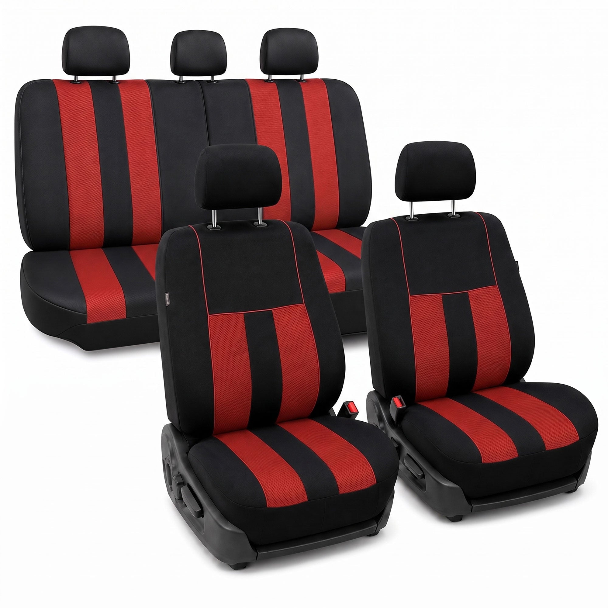 Striking Striped Seat Covers - Full Set Red