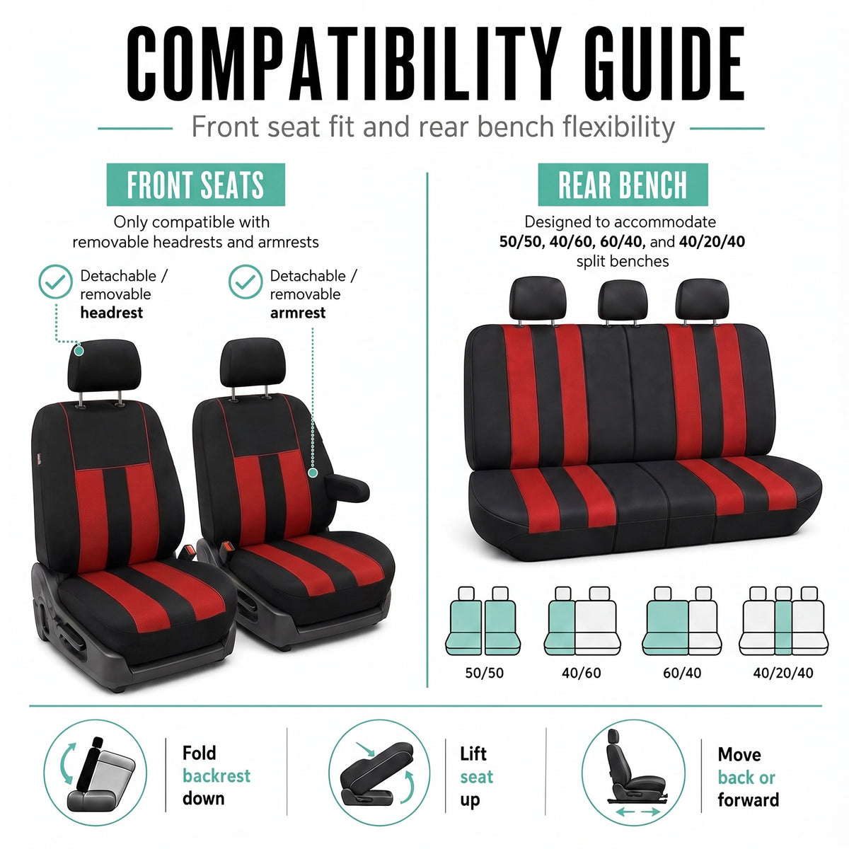 Striking Striped Seat Covers - Full Set Red