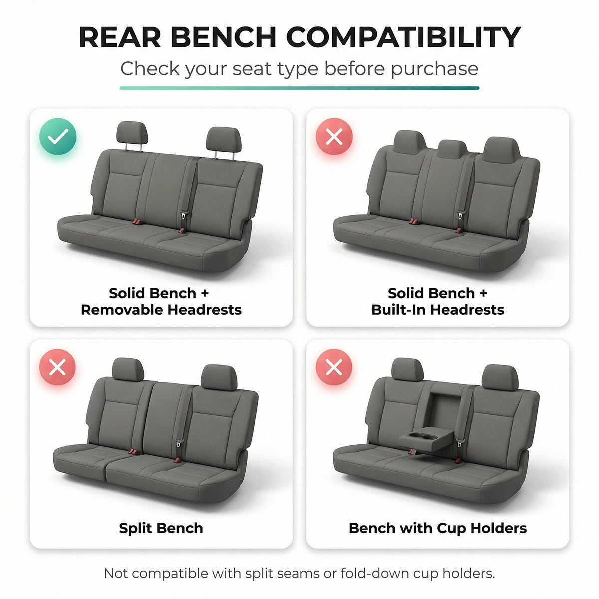 Flat Cloth Seat Covers - Rear Red