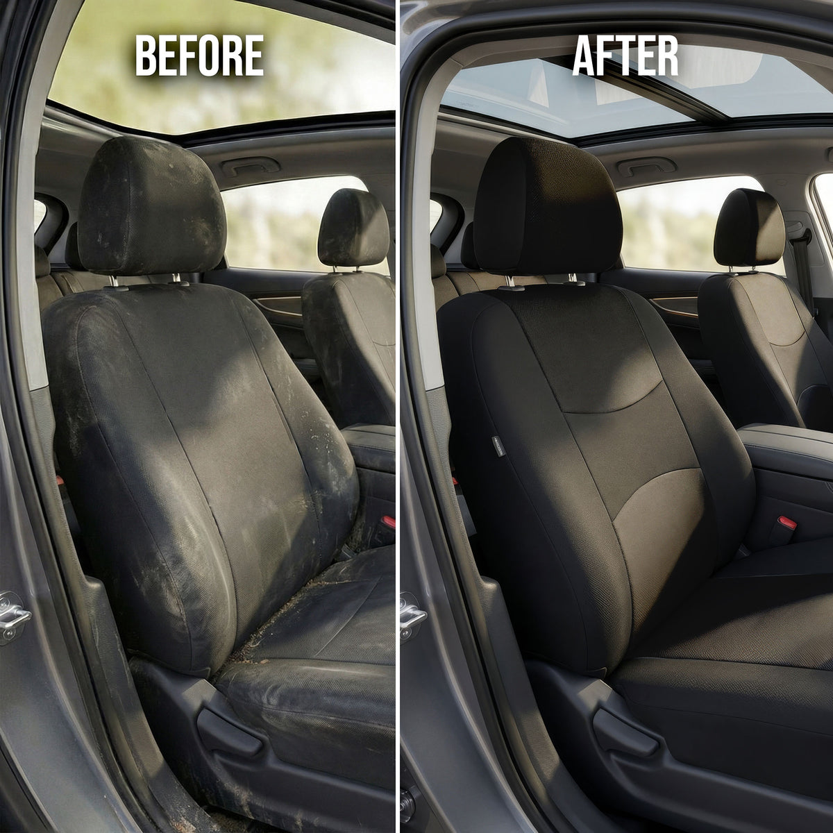 Flat Cloth Seat Covers - Full Set Black