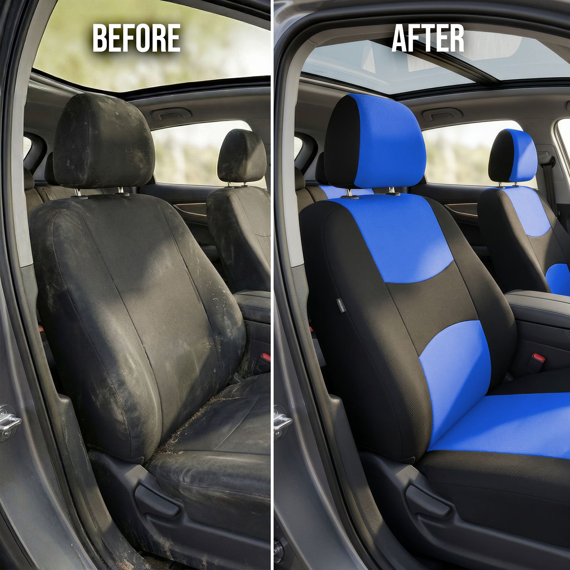 Flat Cloth Seat Covers - Full Set Blue