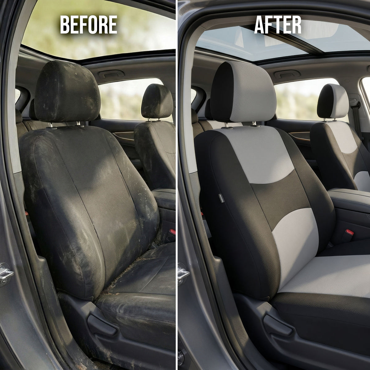 Flat Cloth Seat Covers - Full Set Gray