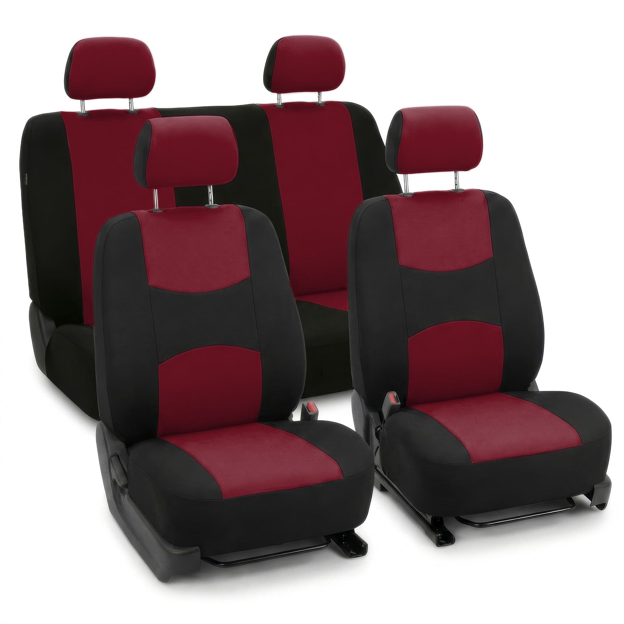 Flat Cloth Seat Covers - Full Set Burgundy