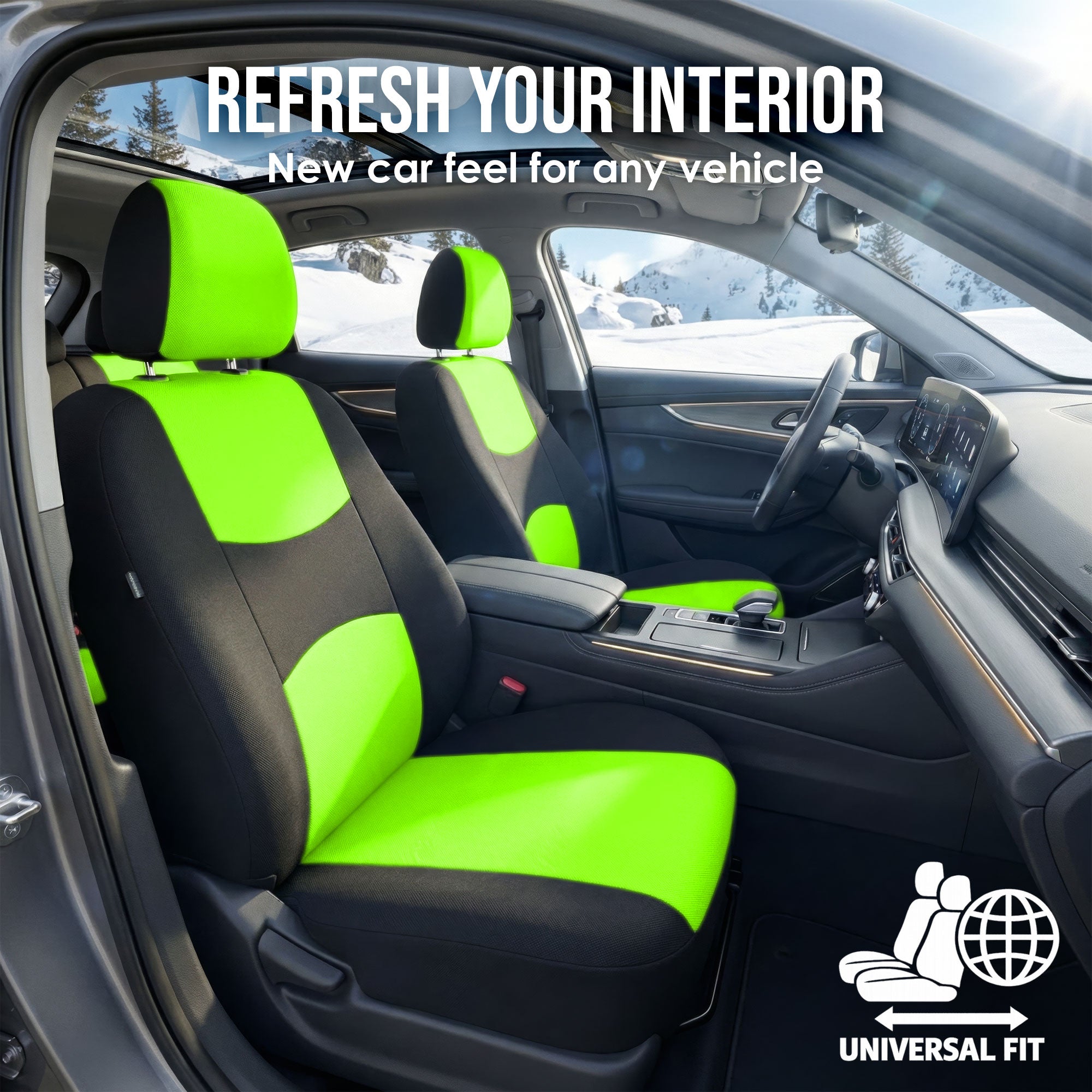 Flat Cloth Seat Covers - Full Set Green