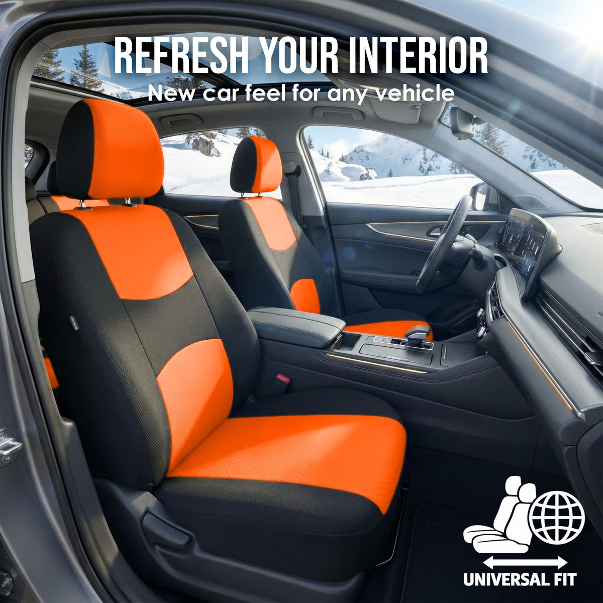 Flat Cloth Seat Covers - Full Set Orange