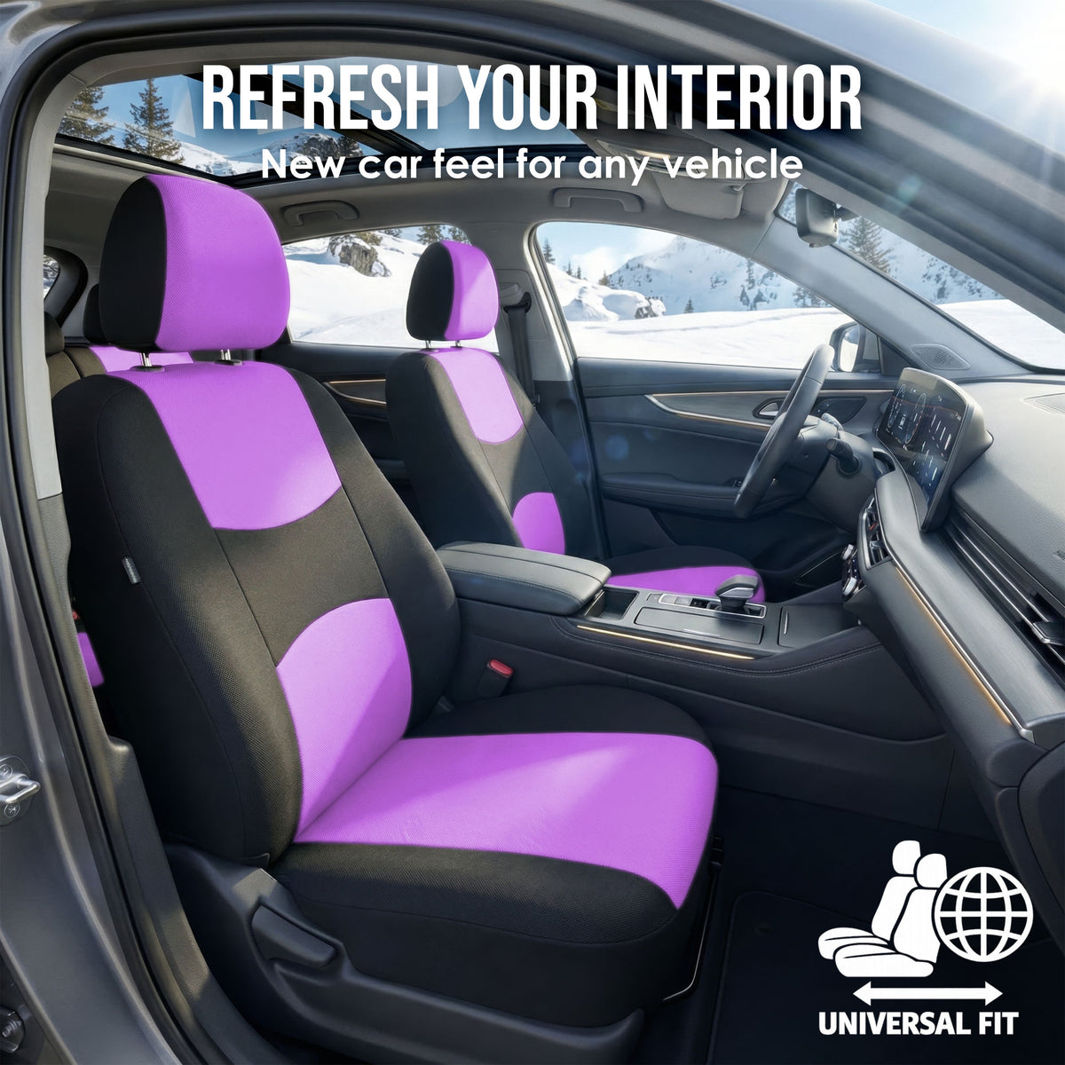 Flat Cloth Seat Covers - Full Set Purple