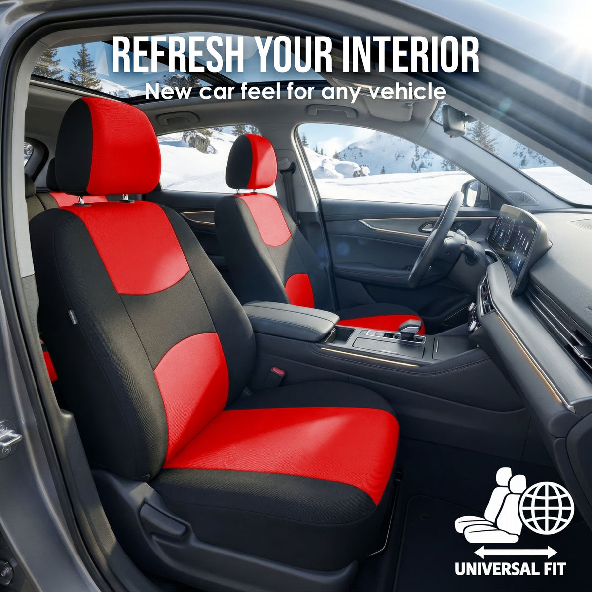 Flat Cloth Seat Covers - Full Set Red