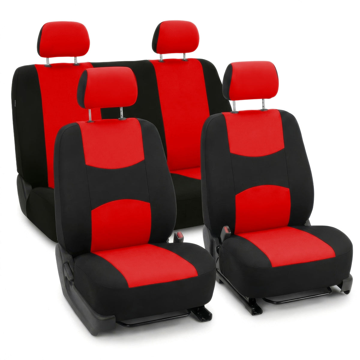 Flat Cloth Seat Covers - Full Set Red