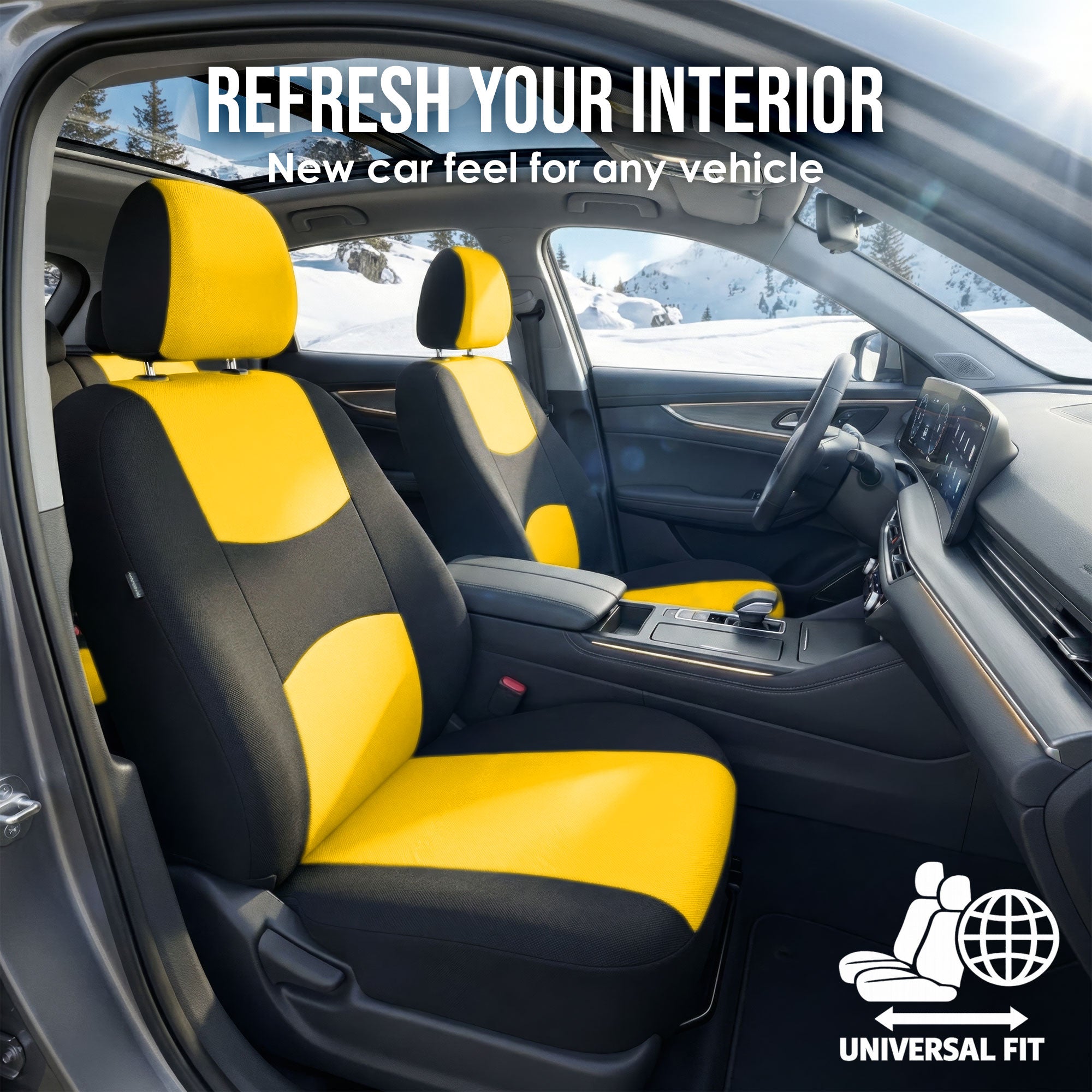 Flat Cloth Seat Covers - Full Set Yellow