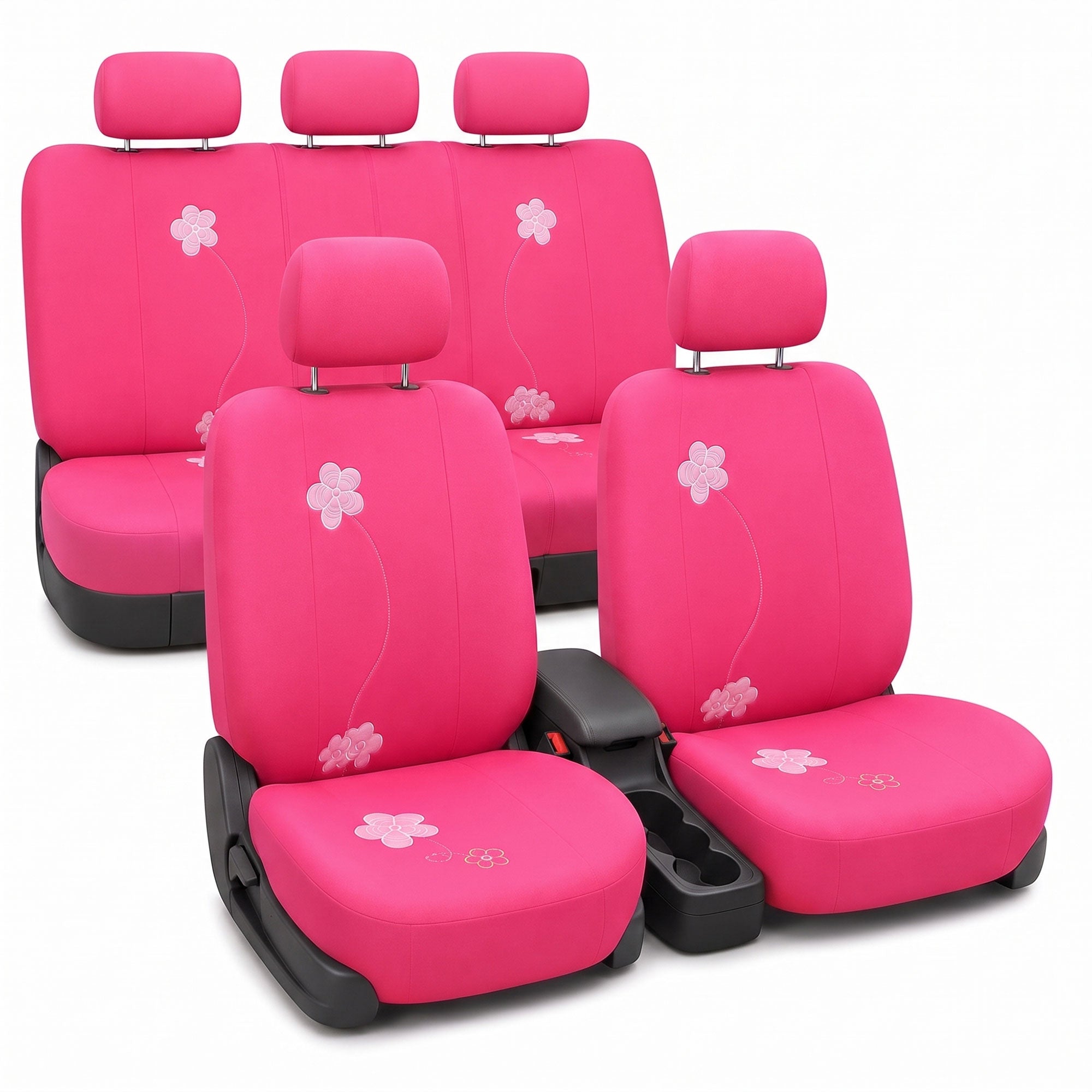 Floral Seat Covers - Full Set Pink