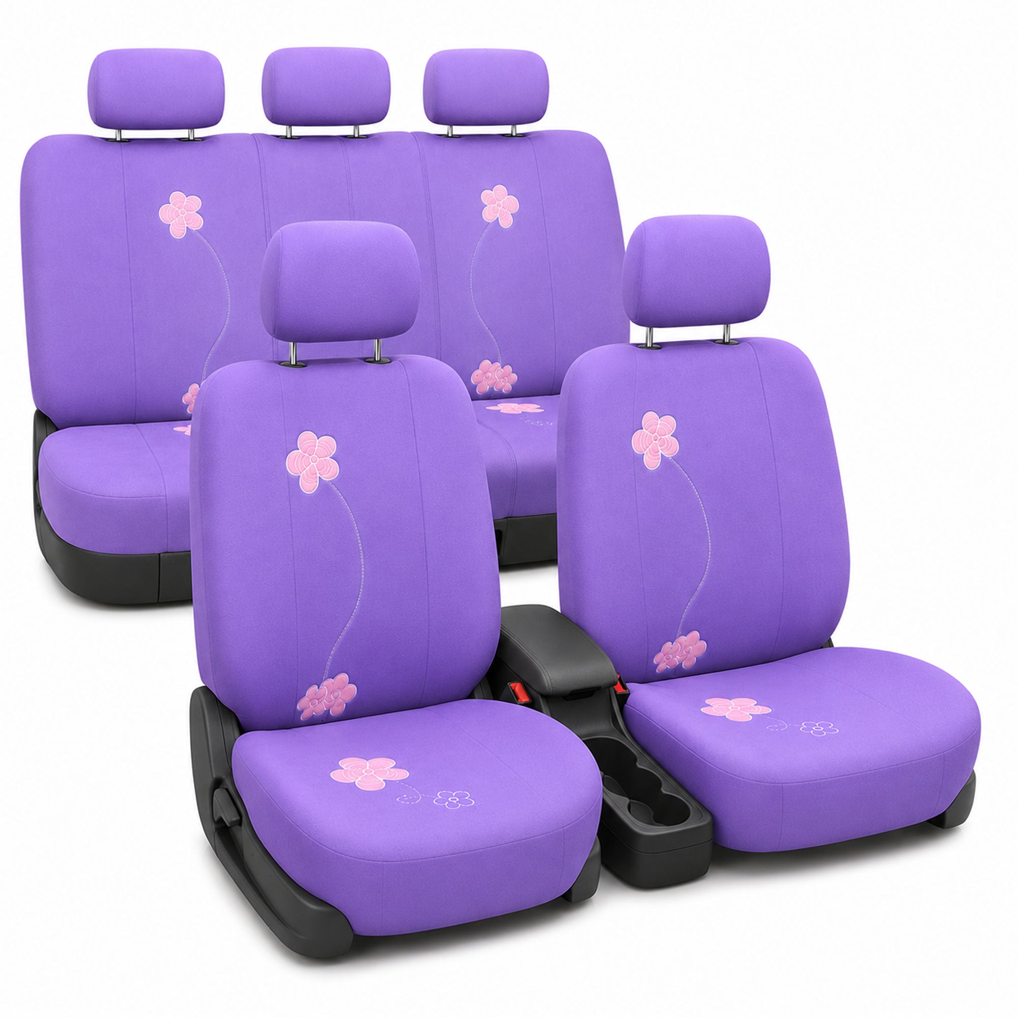 Floral Seat Covers - Full Set Purple