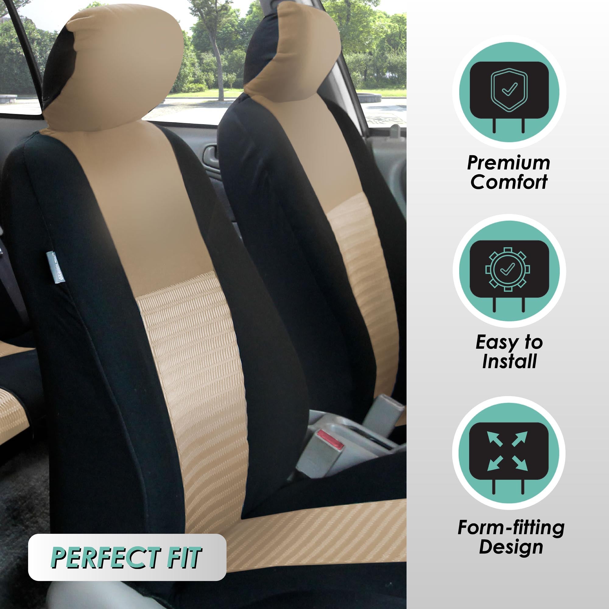 Trendy Elegance 3D Air Mesh Seat Covers - Full Set Beige