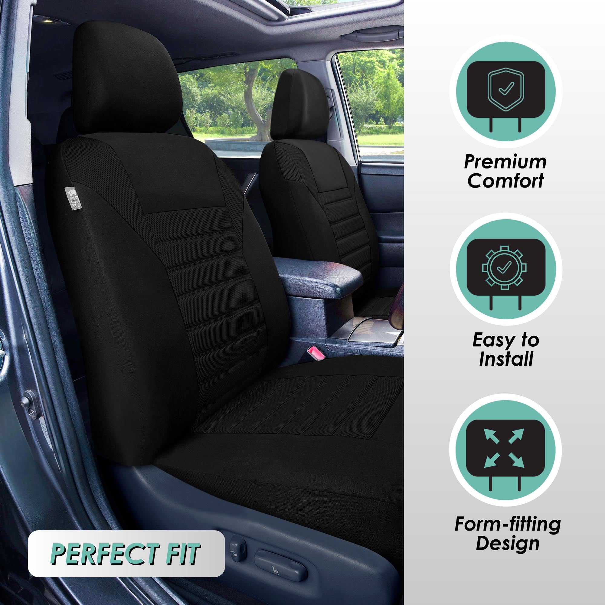 Premium 3D Air Mesh Seat Covers - Full Set Black