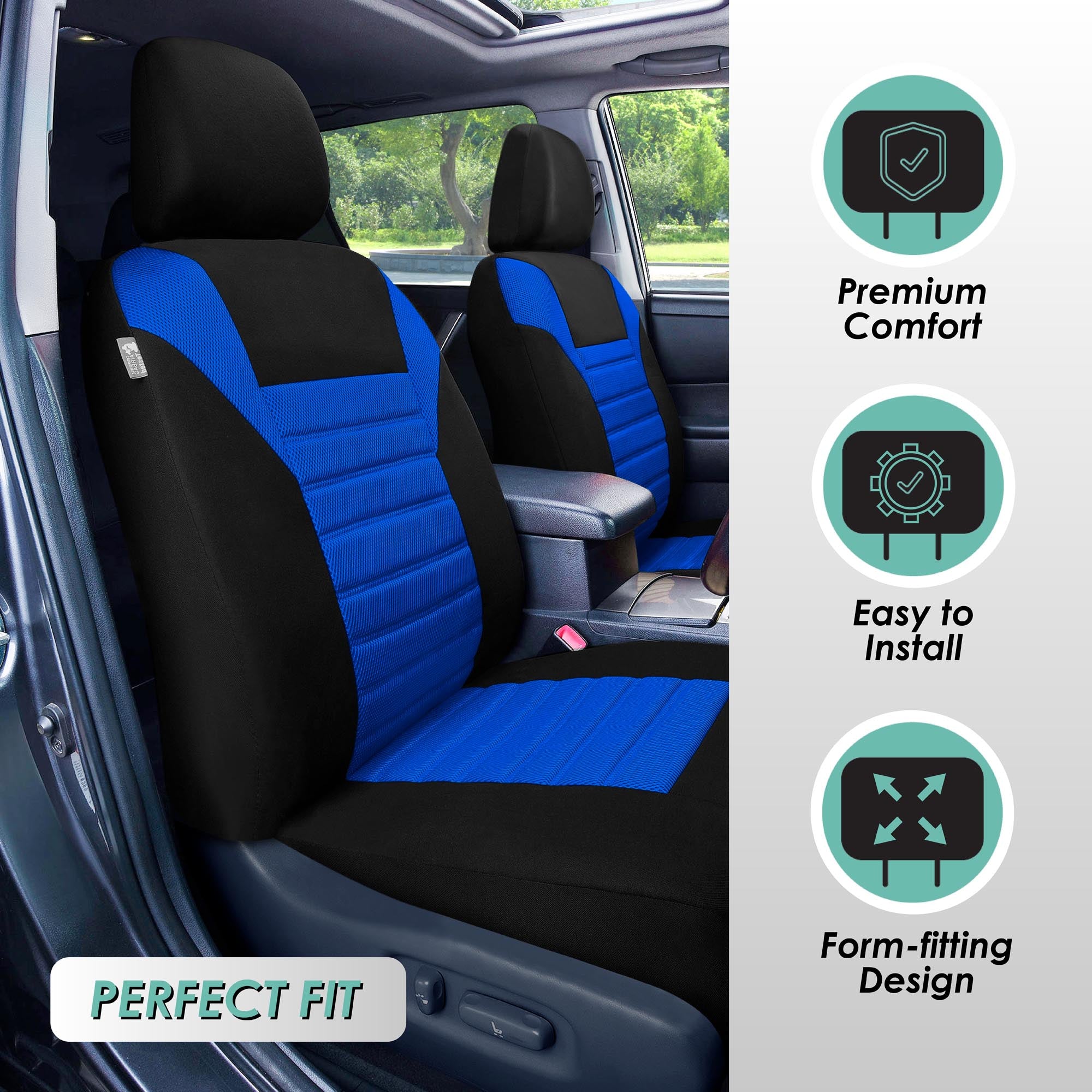 Premium 3D Air Mesh Seat Covers - Full Set Blue