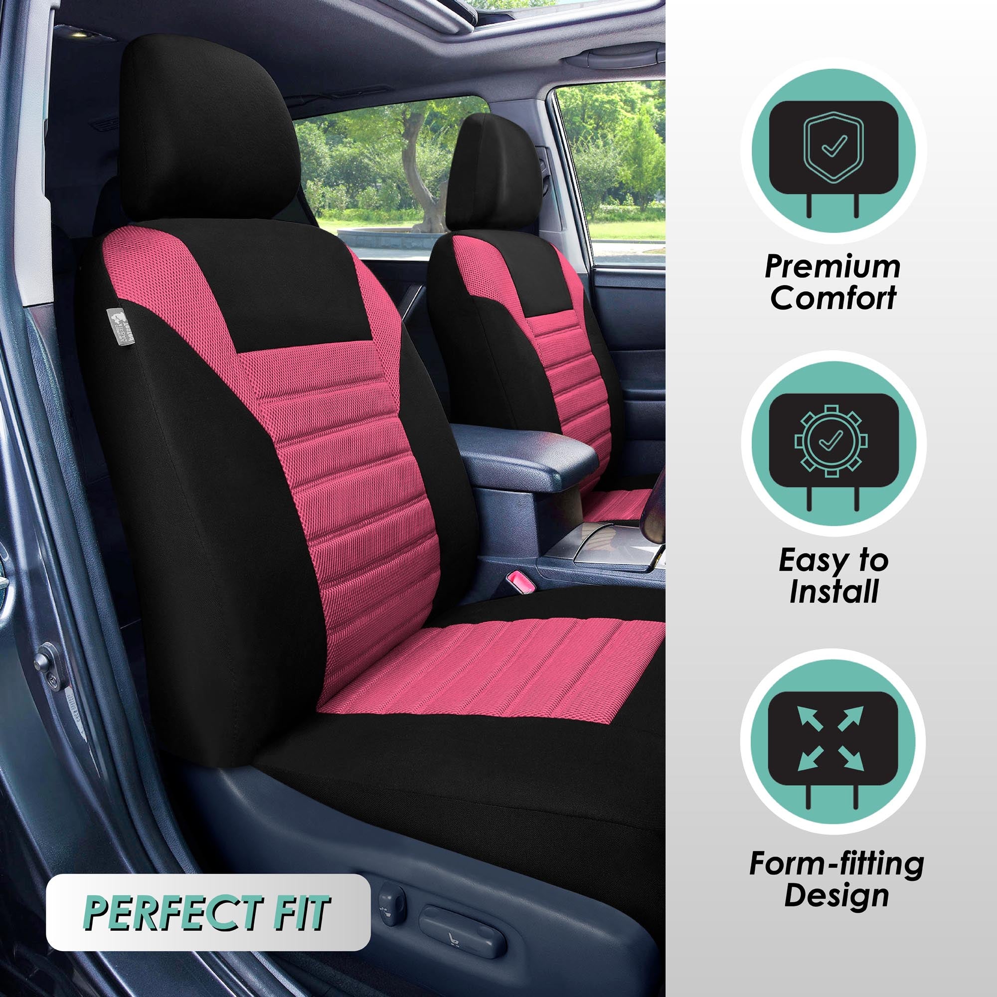 Premium 3D Air Mesh Seat Covers - Full Set Pink