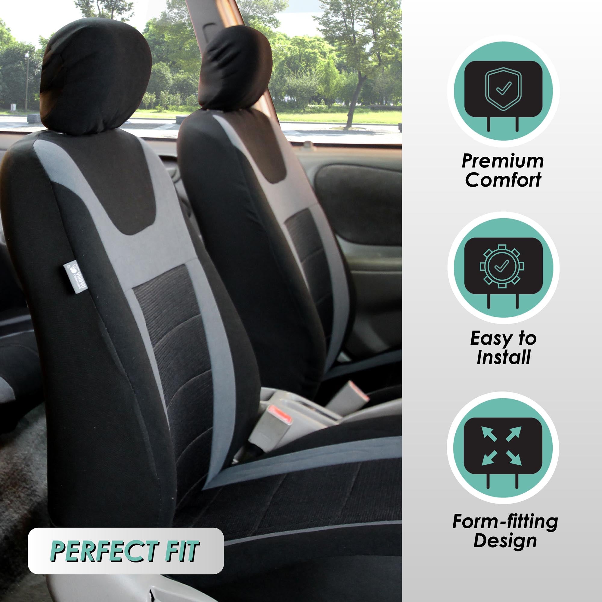 Sports Seat Covers - Full Set Gray