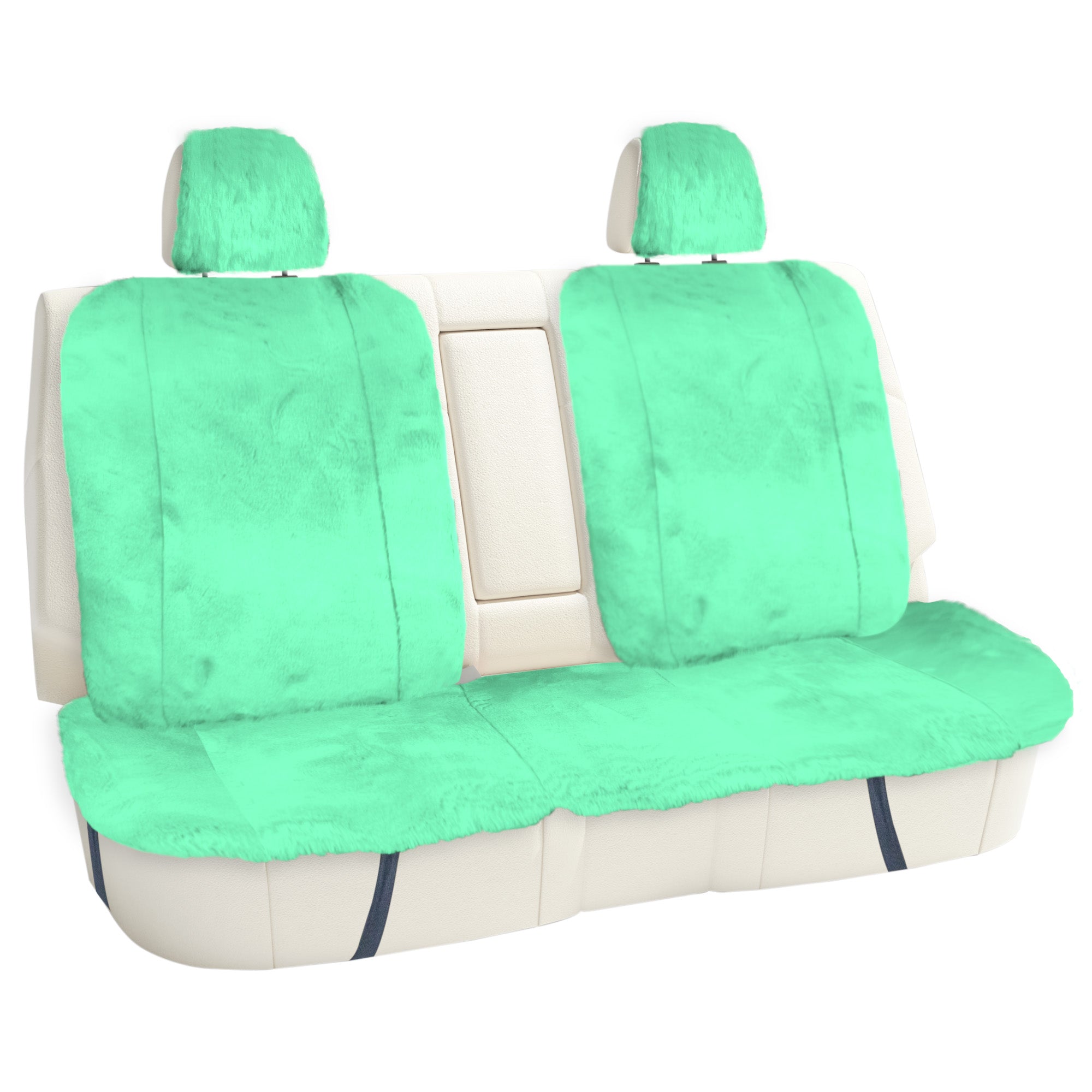 Doe16 Faux Rabbit Fur Car Seat Cushions - Rear Set Mint