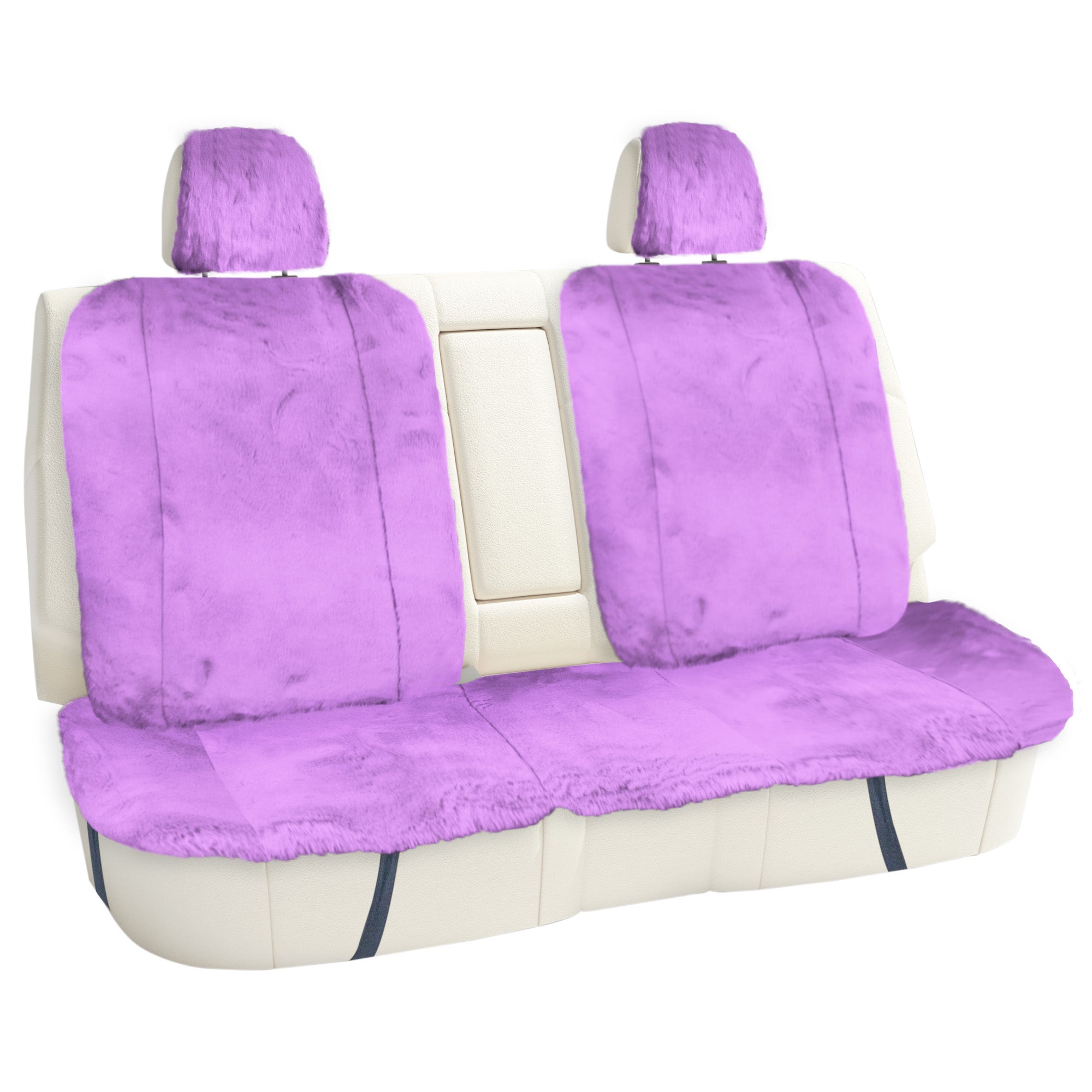 Doe16 Faux Rabbit Fur Car Seat Cushions - Rear Set Purple