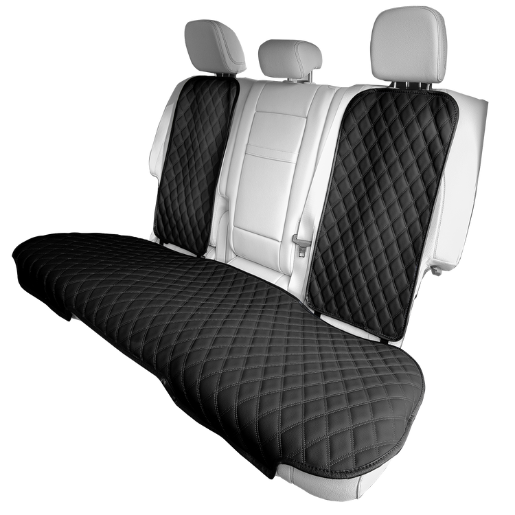 Faux Leather Seat Protectors Rear Set Black
