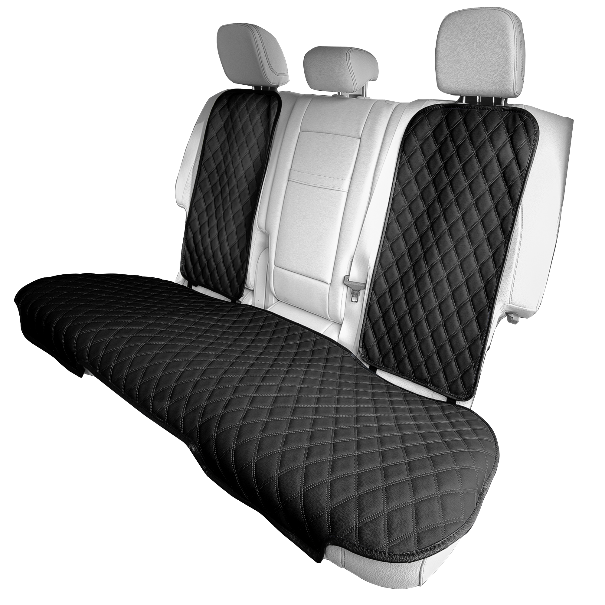 Faux Leather Seat Protectors - Rear Set Black