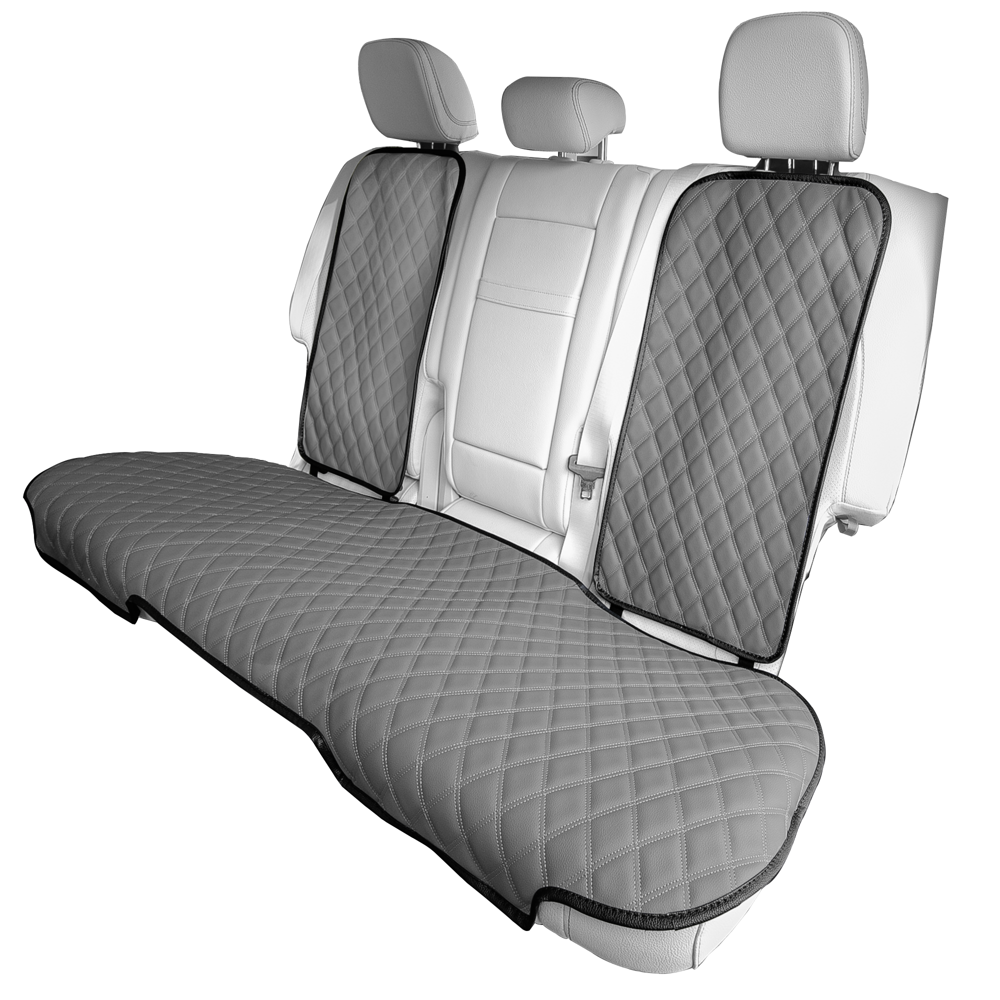 Faux Leather Seat Protectors - Rear Set Gray