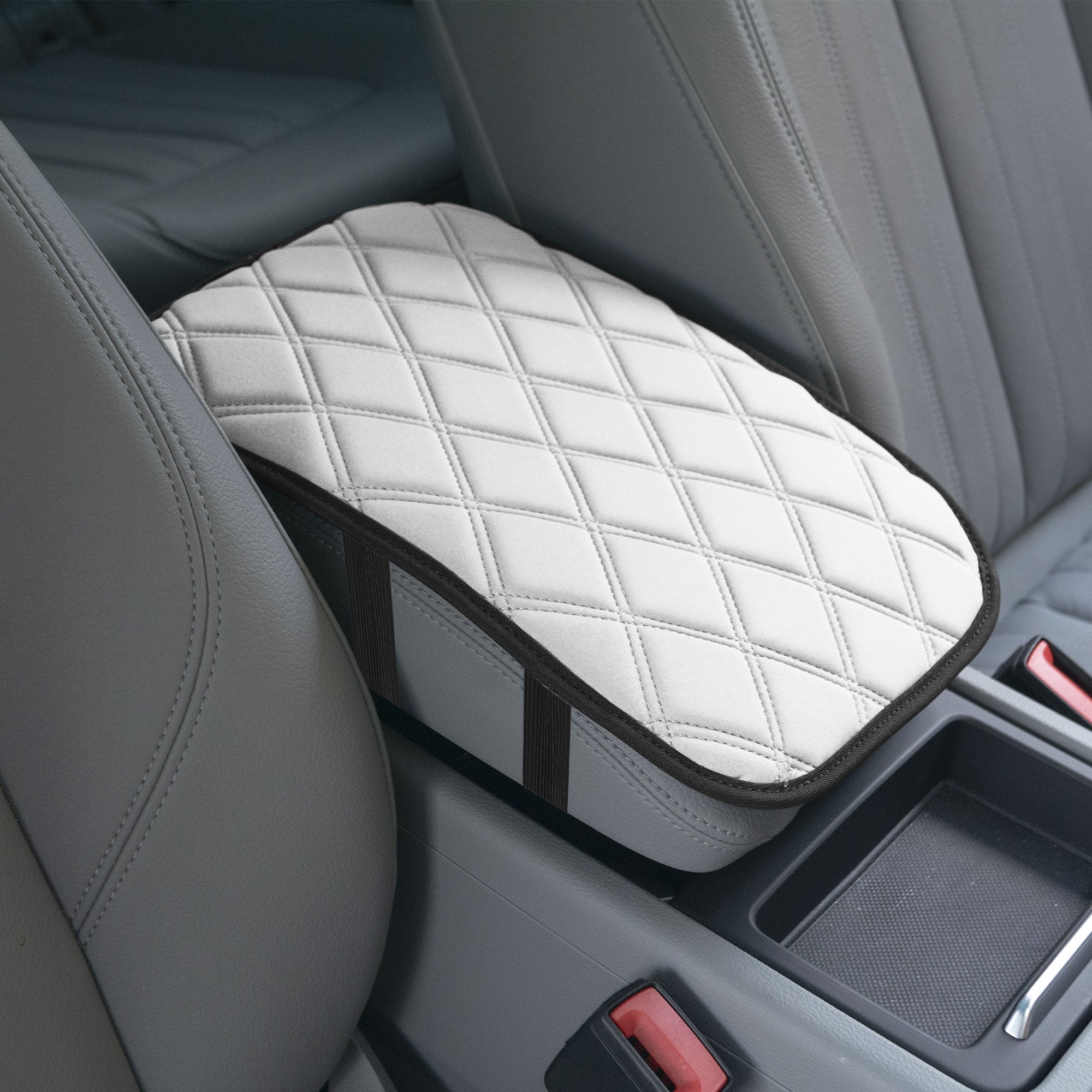 Neosupreme Center Console Pad with Diamond Pattern White