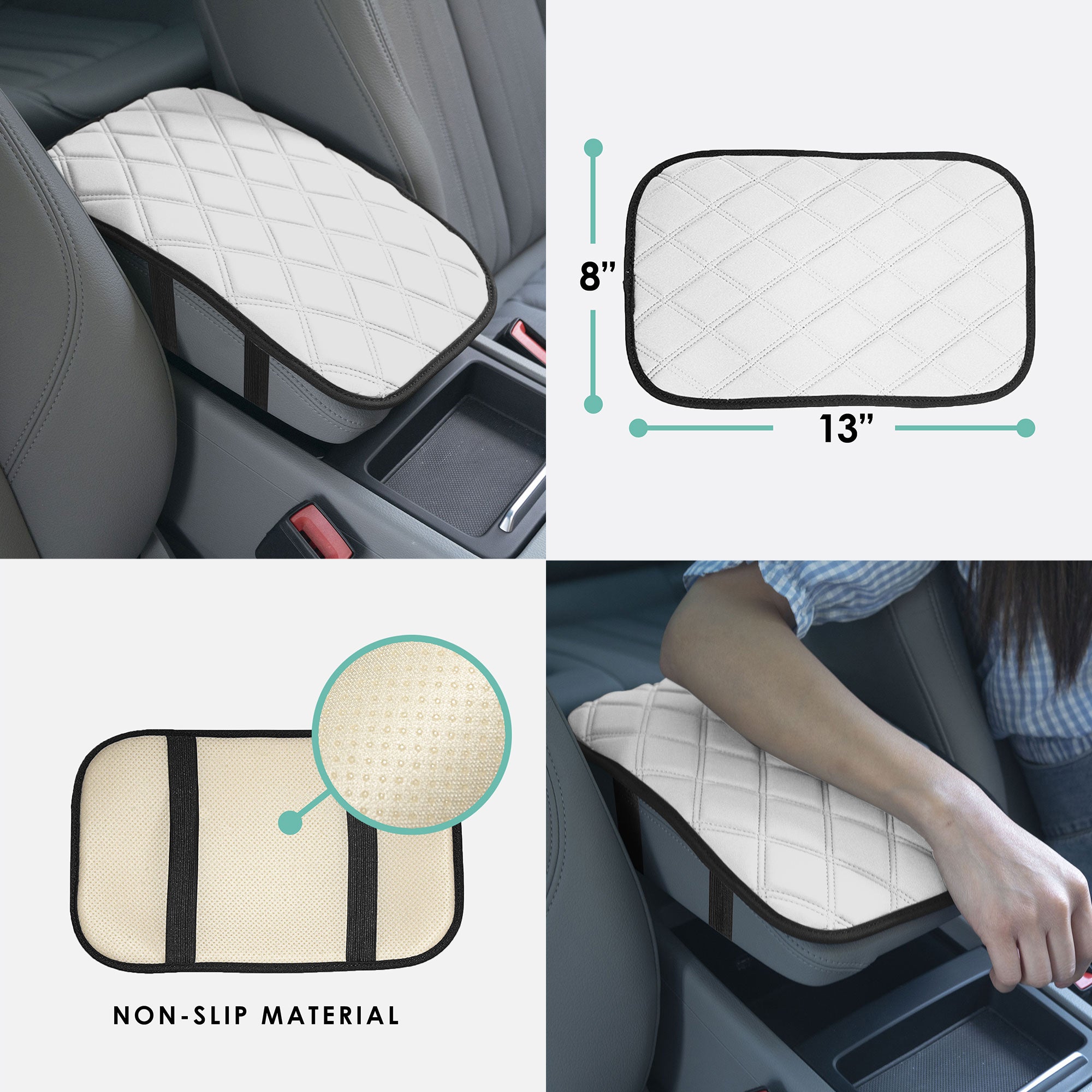 Neosupreme Center Console Pad with Diamond Pattern White