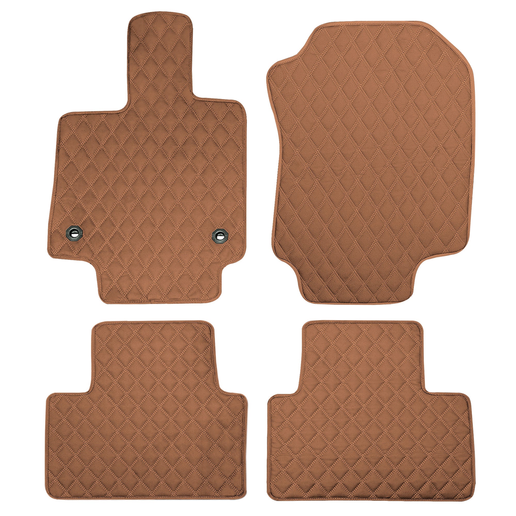 Faux Leather Custom-Fit Floor Mats for 2019-2022 Toyota Rav4- Brown