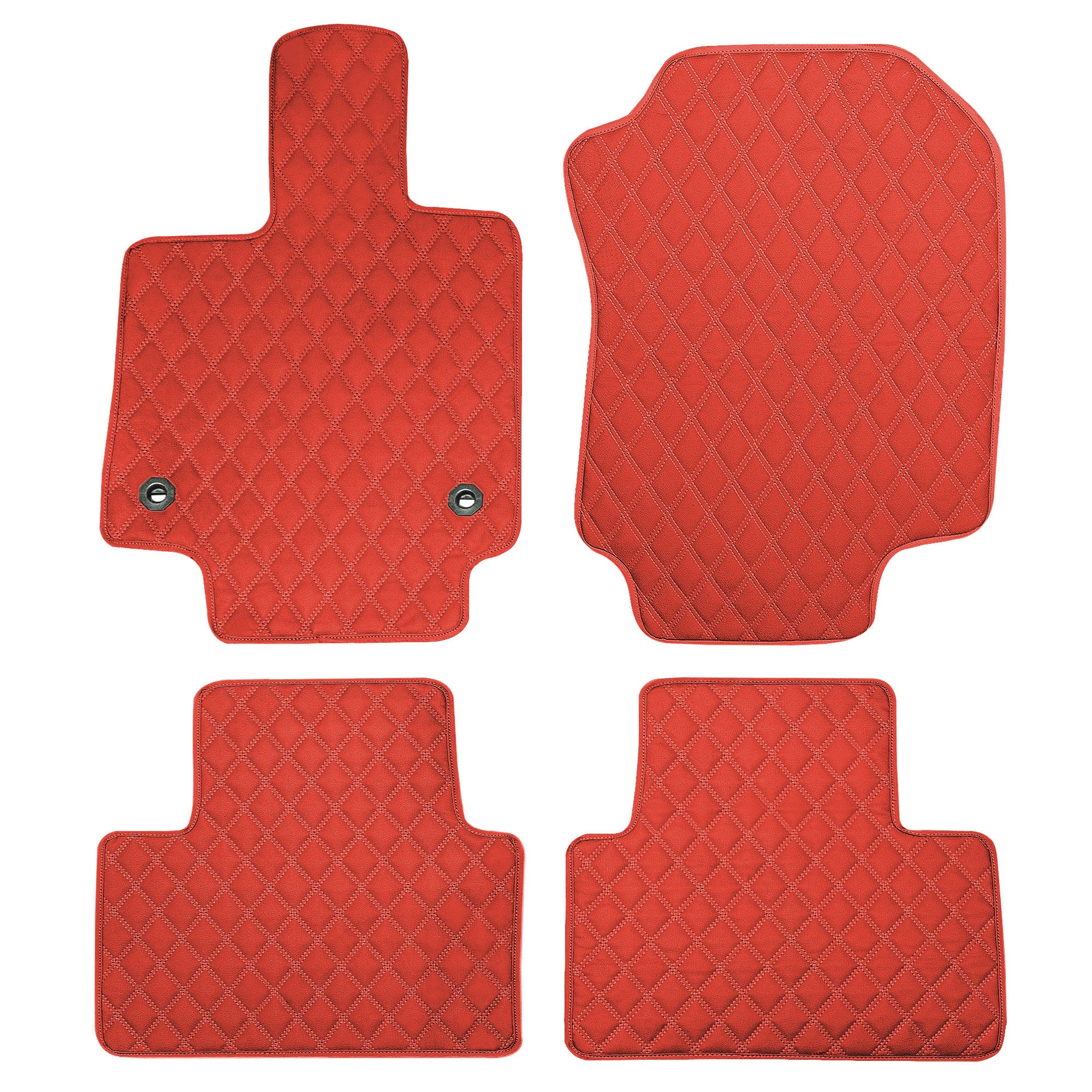 Faux Leather Custom-Fit Floor Mats for 2019-2022 Toyota Rav4- Red