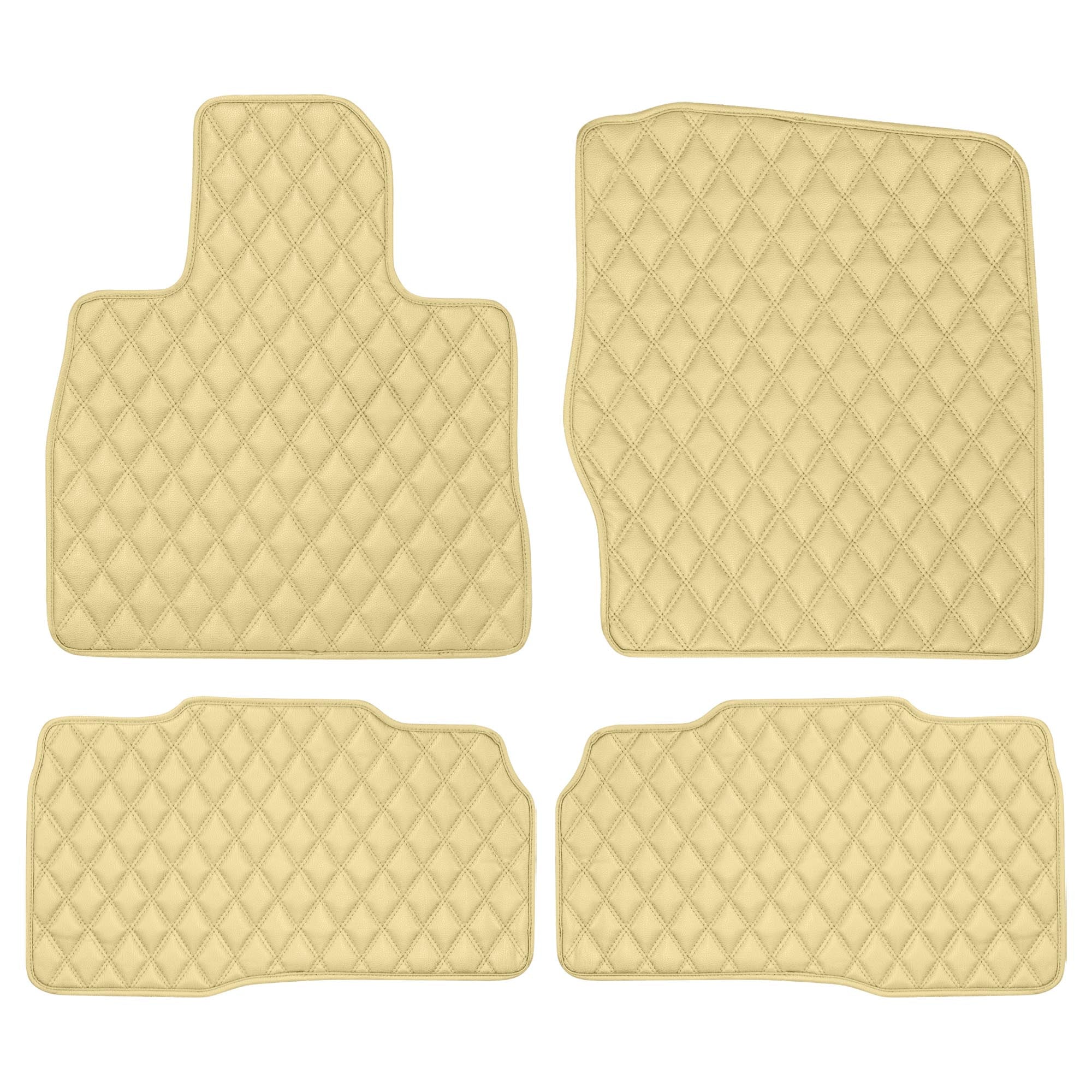 Faux Leather Custom-Fit Floor Mats for 2020-2022 Ford Explorer - Beige