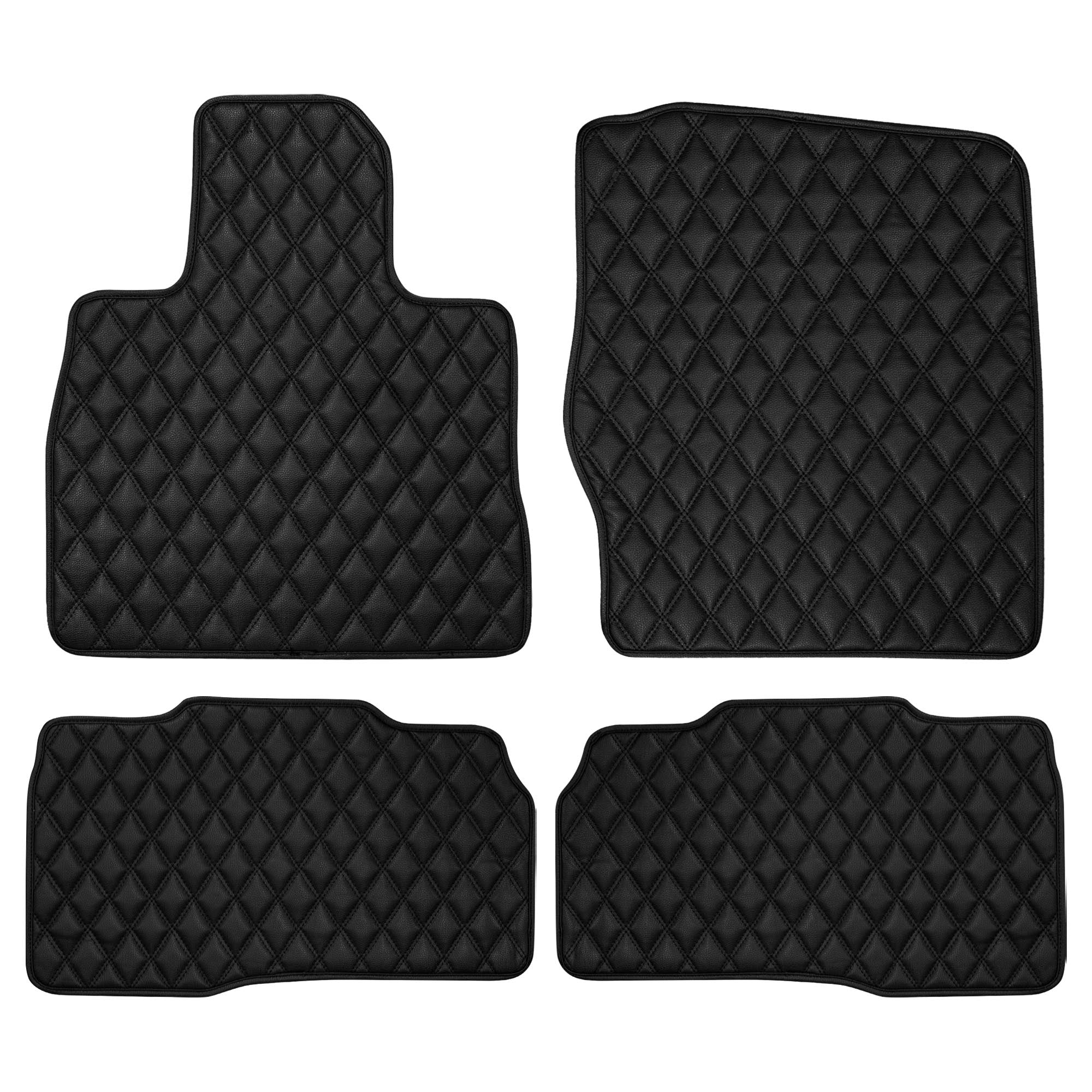 Faux Leather Custom-Fit Floor Mats for 2020-2022 Ford Explorer - Black